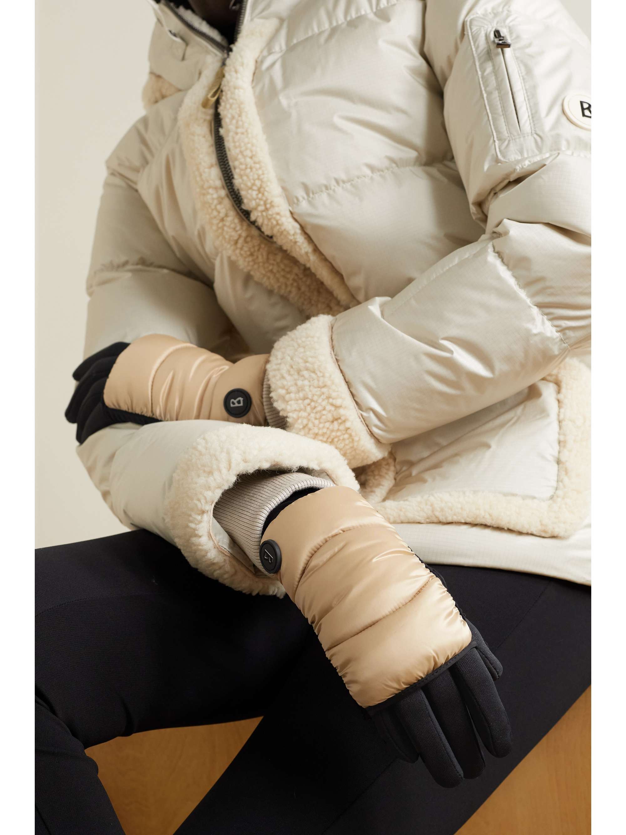 BOGNER Touch quilted leather and tech-jersey ski gloves