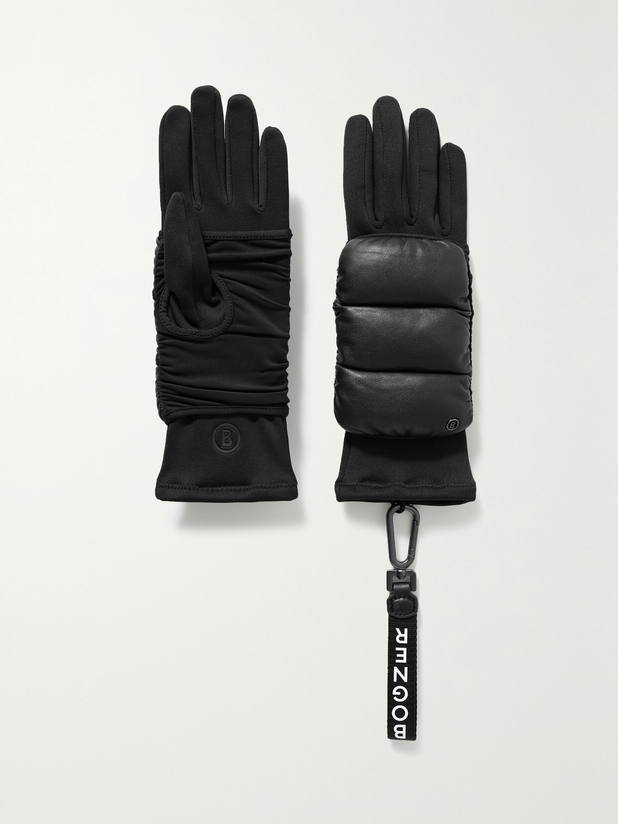 Bogner Touch Quilted Leather And Tech-jersey Ski Gloves In Black | ModeSens