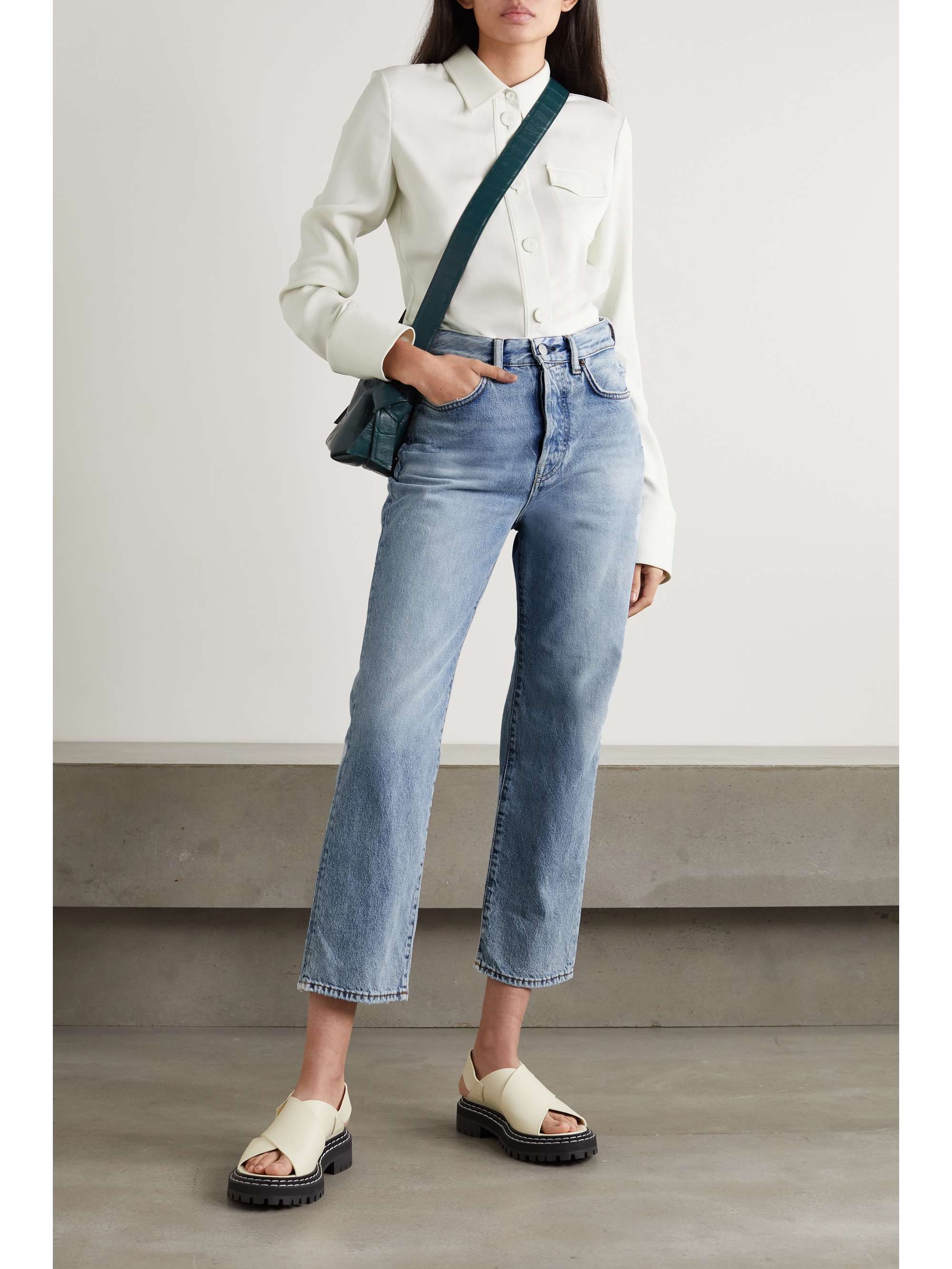 ACNE STUDIOS Distressed high-rise straight-leg jeans | NET-A-PORTER