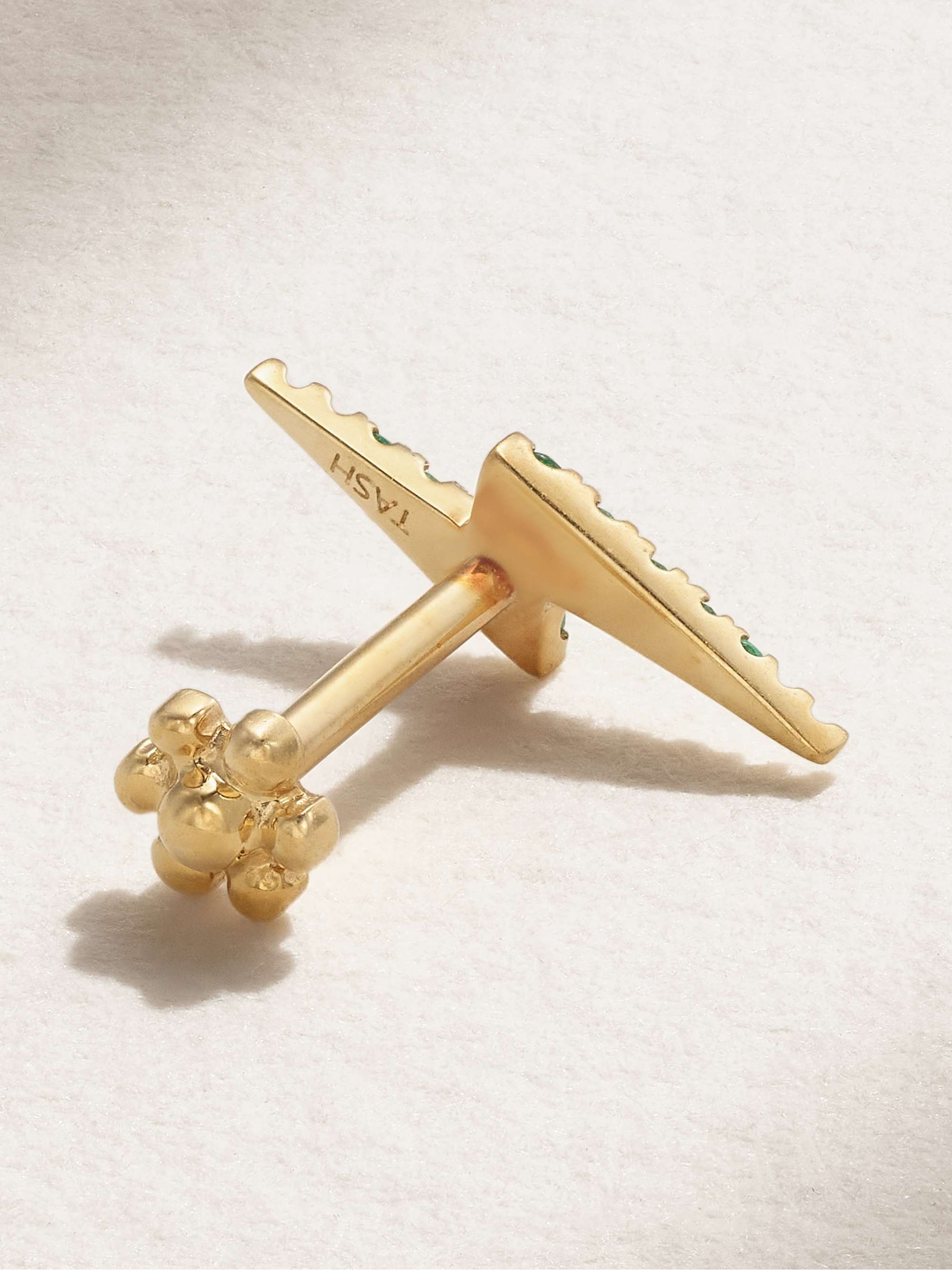 MARIA TASH Lightning Bolt 18-karat gold emerald single earring