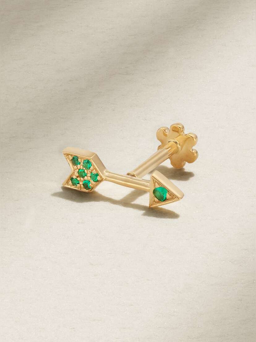 MARIA TASH Arrow 18-karat Gold Emerald Single Earring