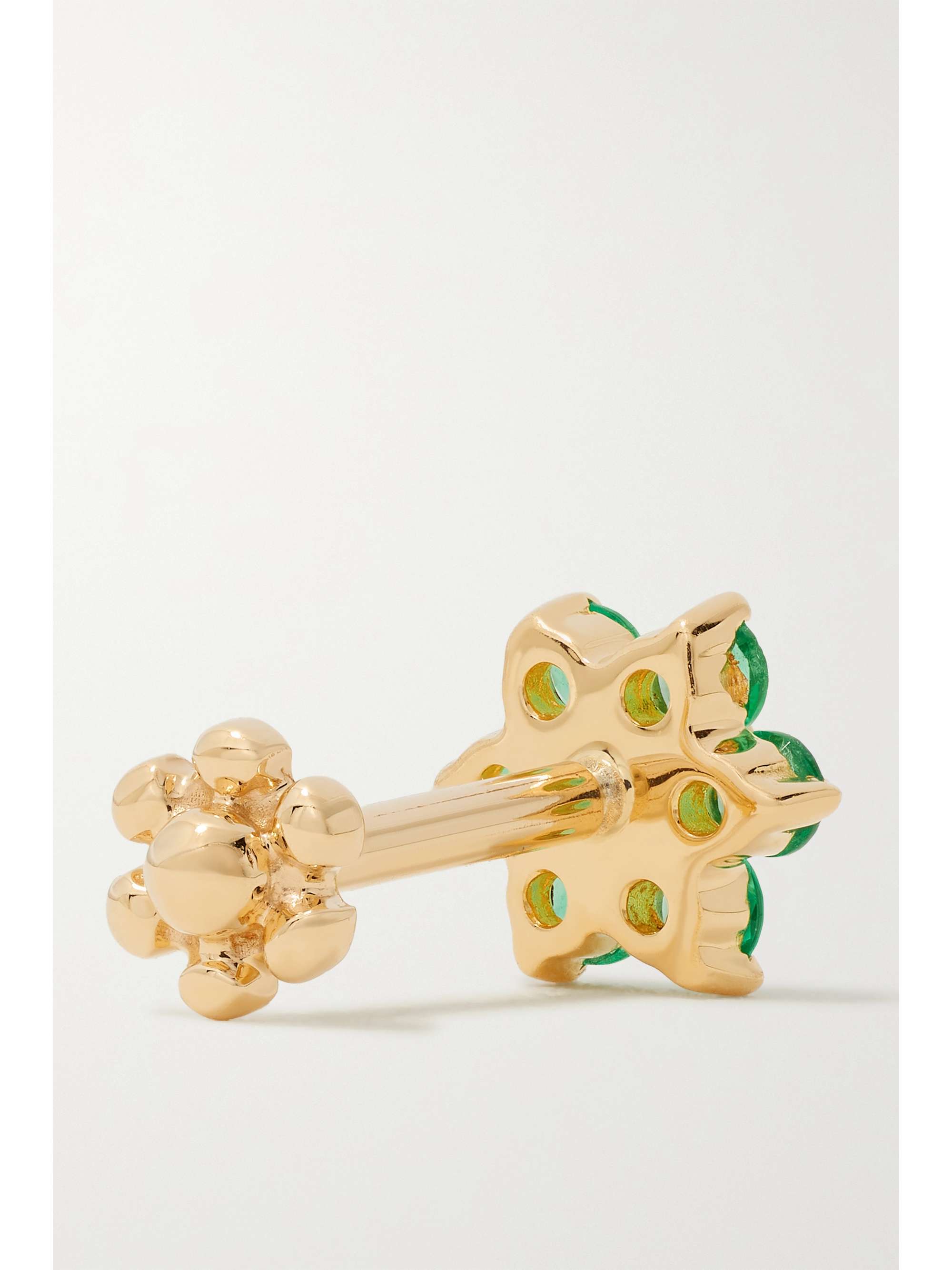 MARIA TASH 5.5mm 18-karat gold, emerald and diamond single earring