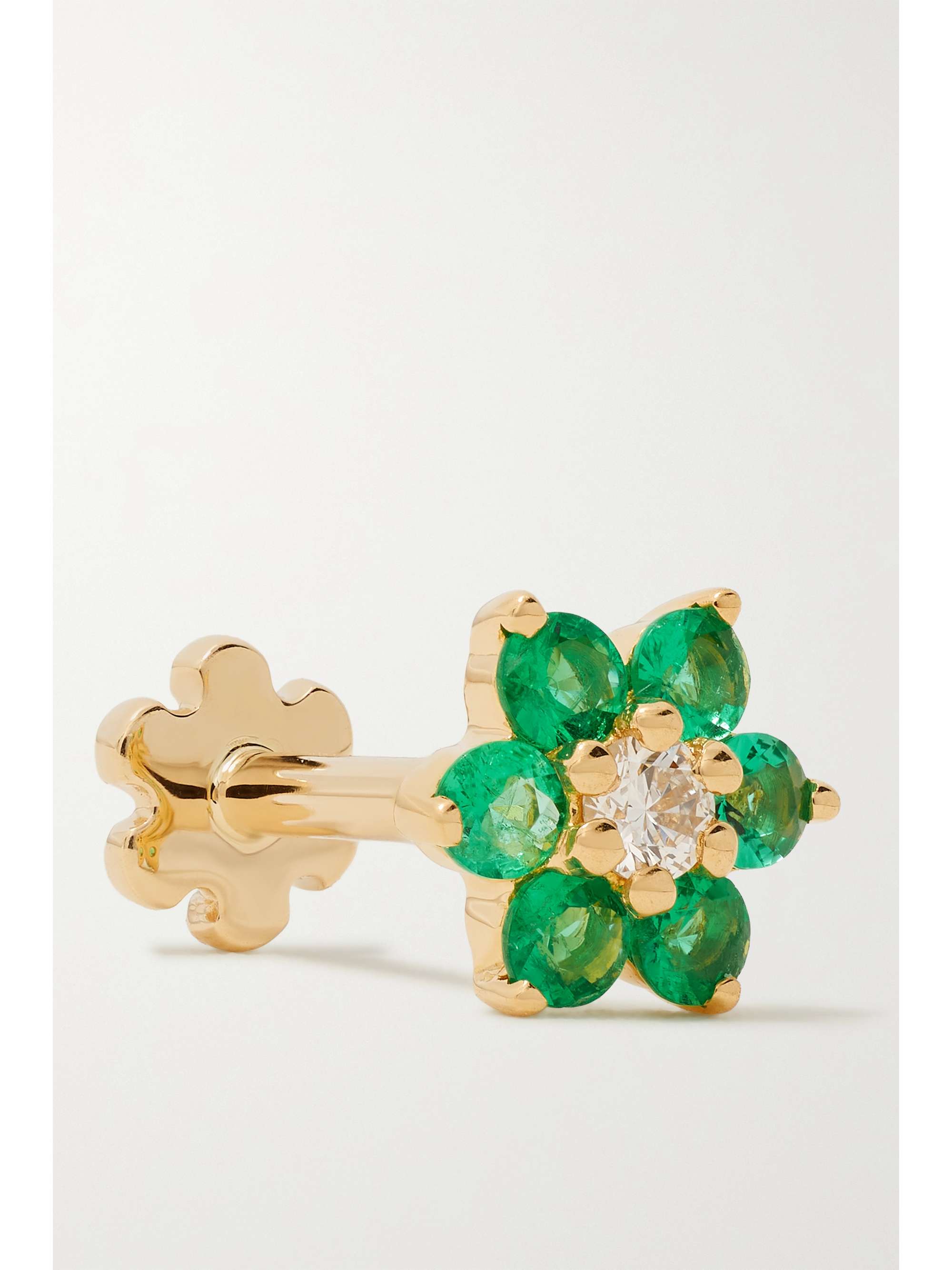MARIA TASH 5.5mm 18-karat gold, emerald and diamond single earring
