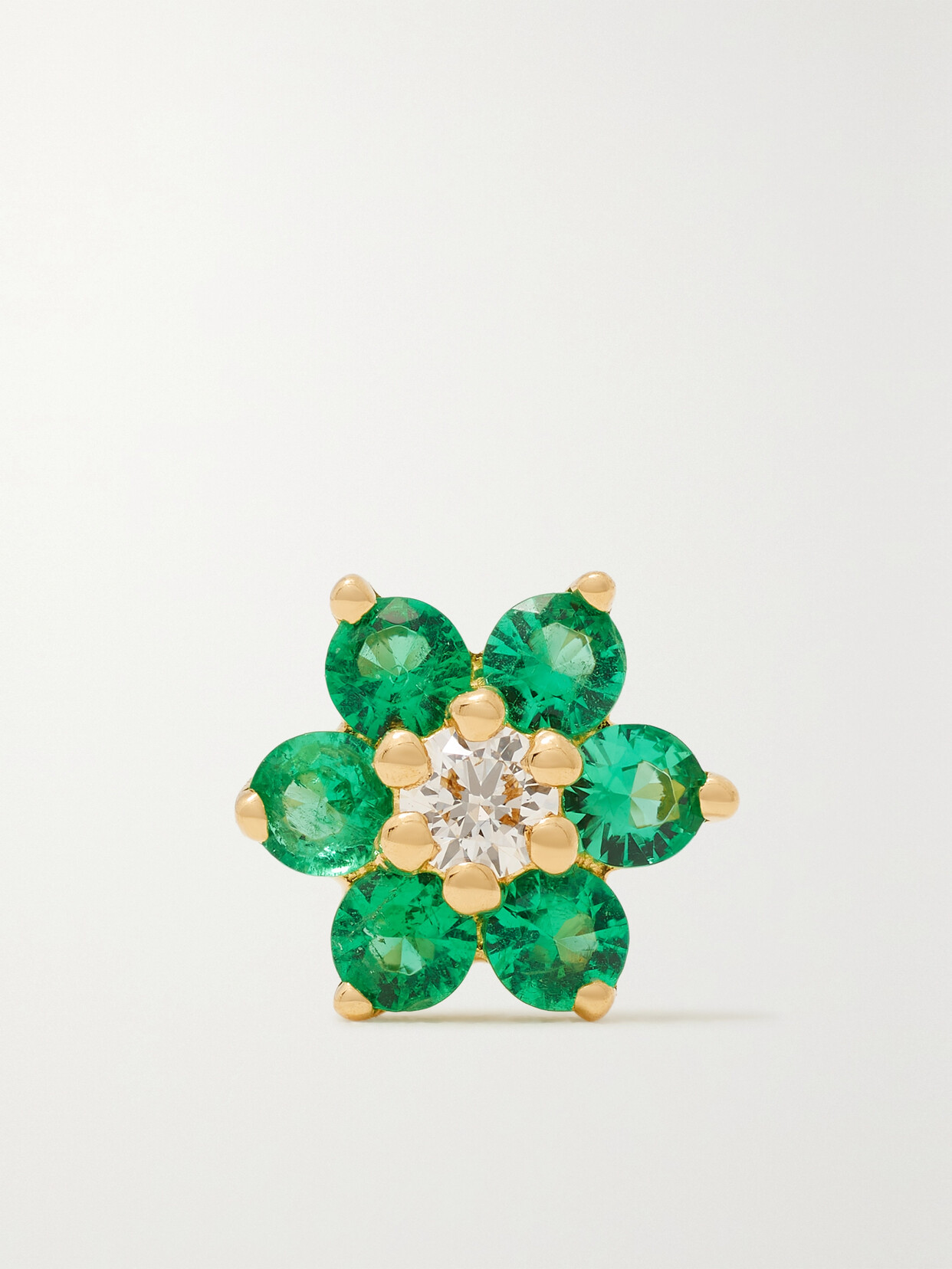 MARIA TASH 5.5mm 18-karat , Emerald And Diamond Single Earring