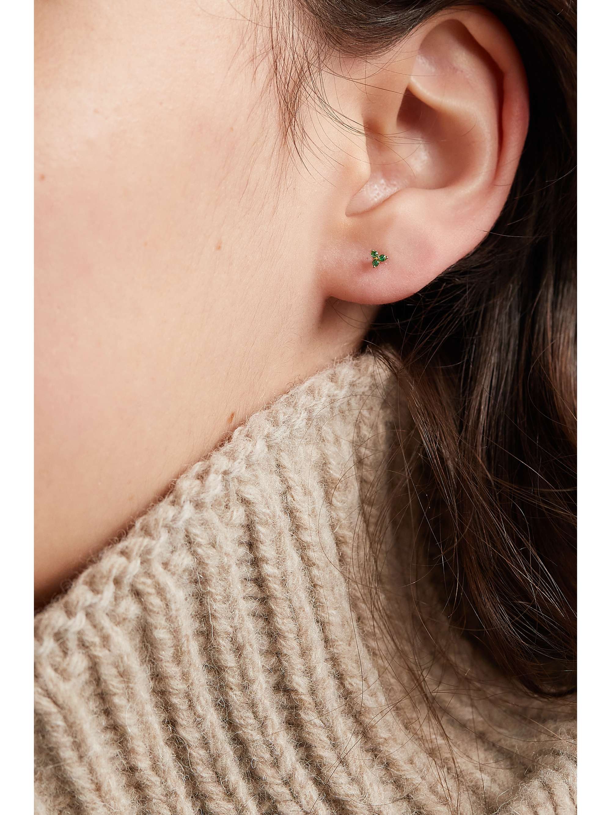 MARIA TASH Trinity 18-karat gold emerald single earring