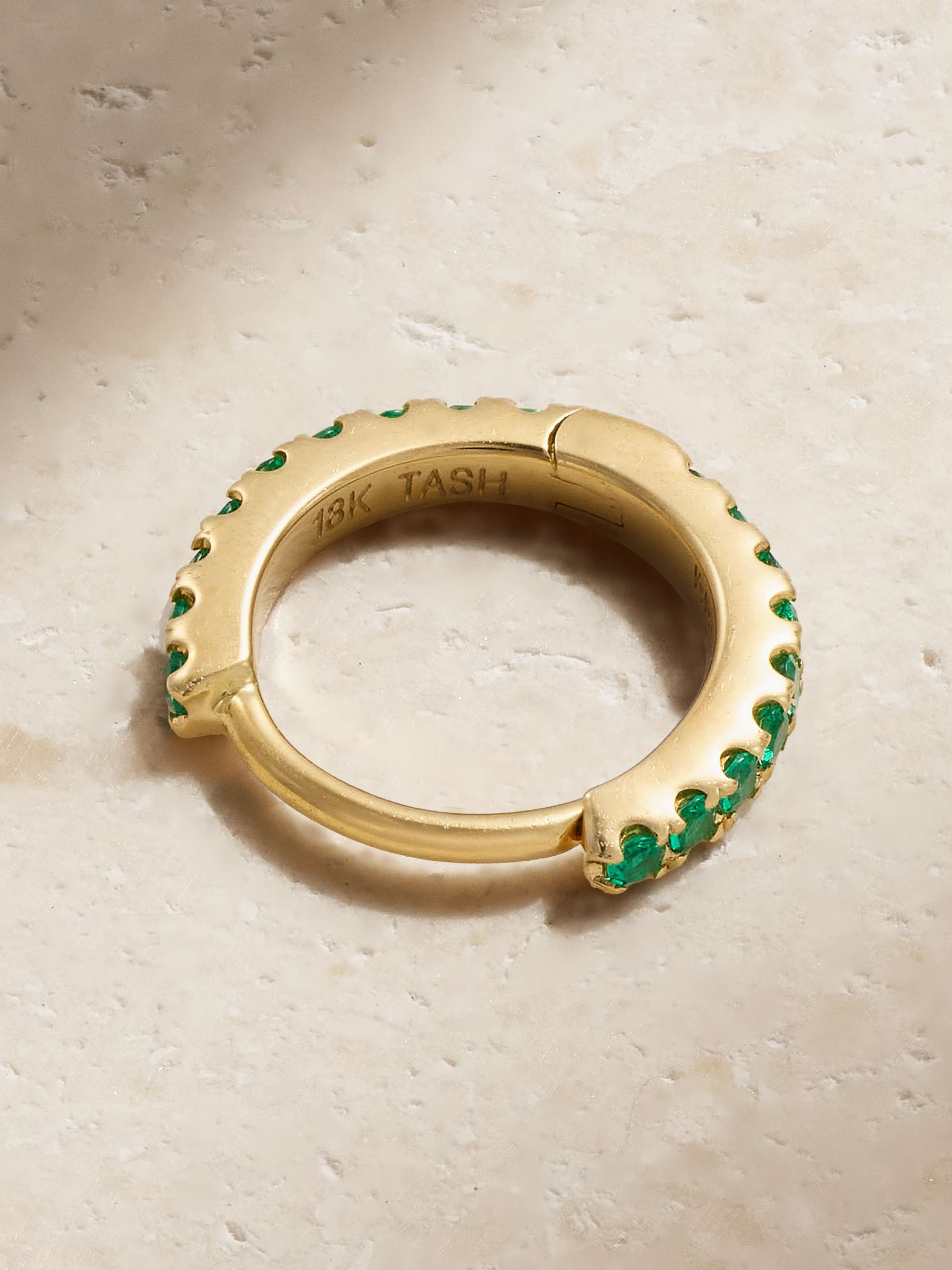 MARIA TASH 6.5mm 18-karat gold emerald hoop single earring