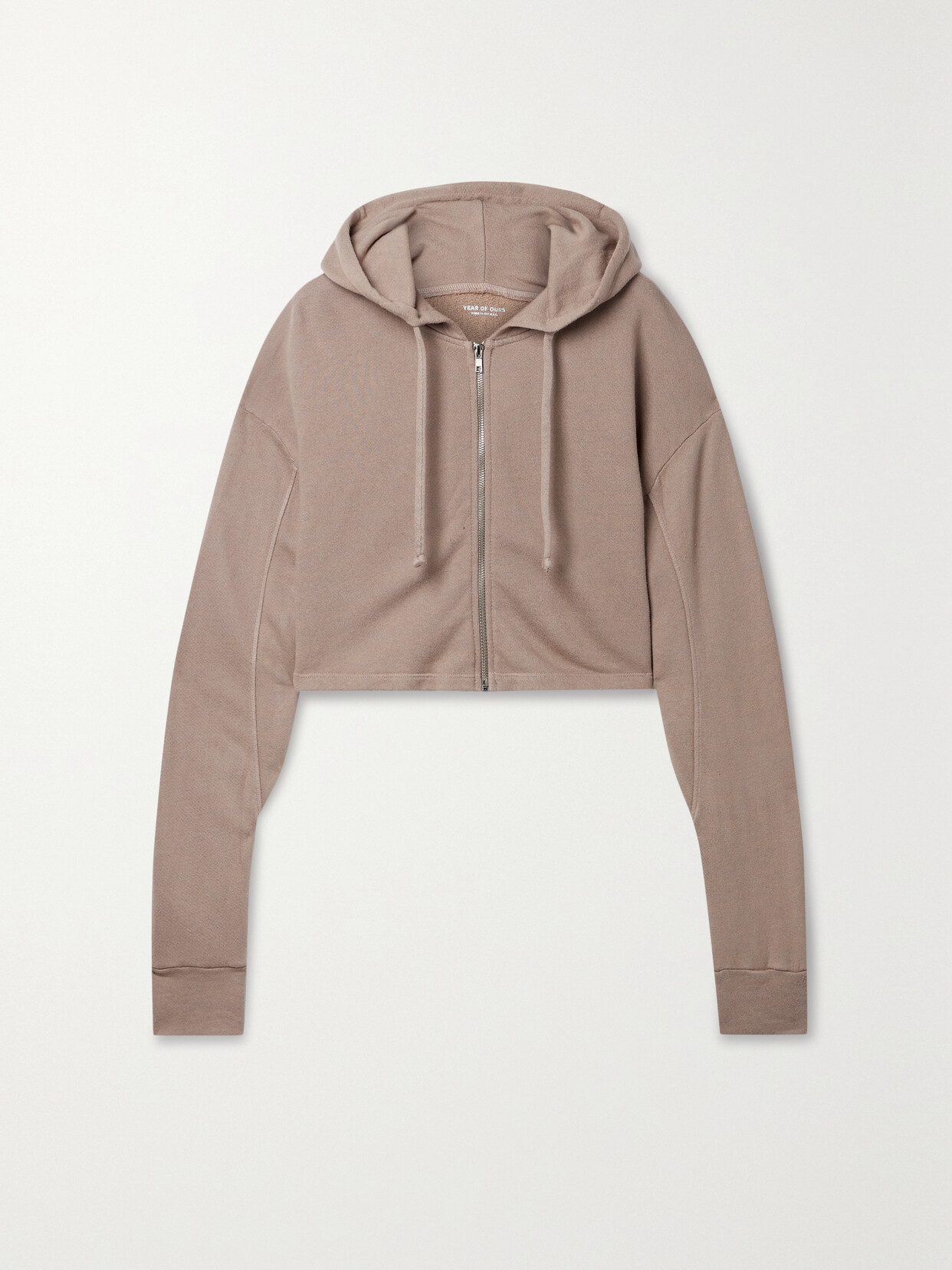 Year of Ours - Cropped Cotton-jersey Hoodie - Light brown 22 Awaiting product image