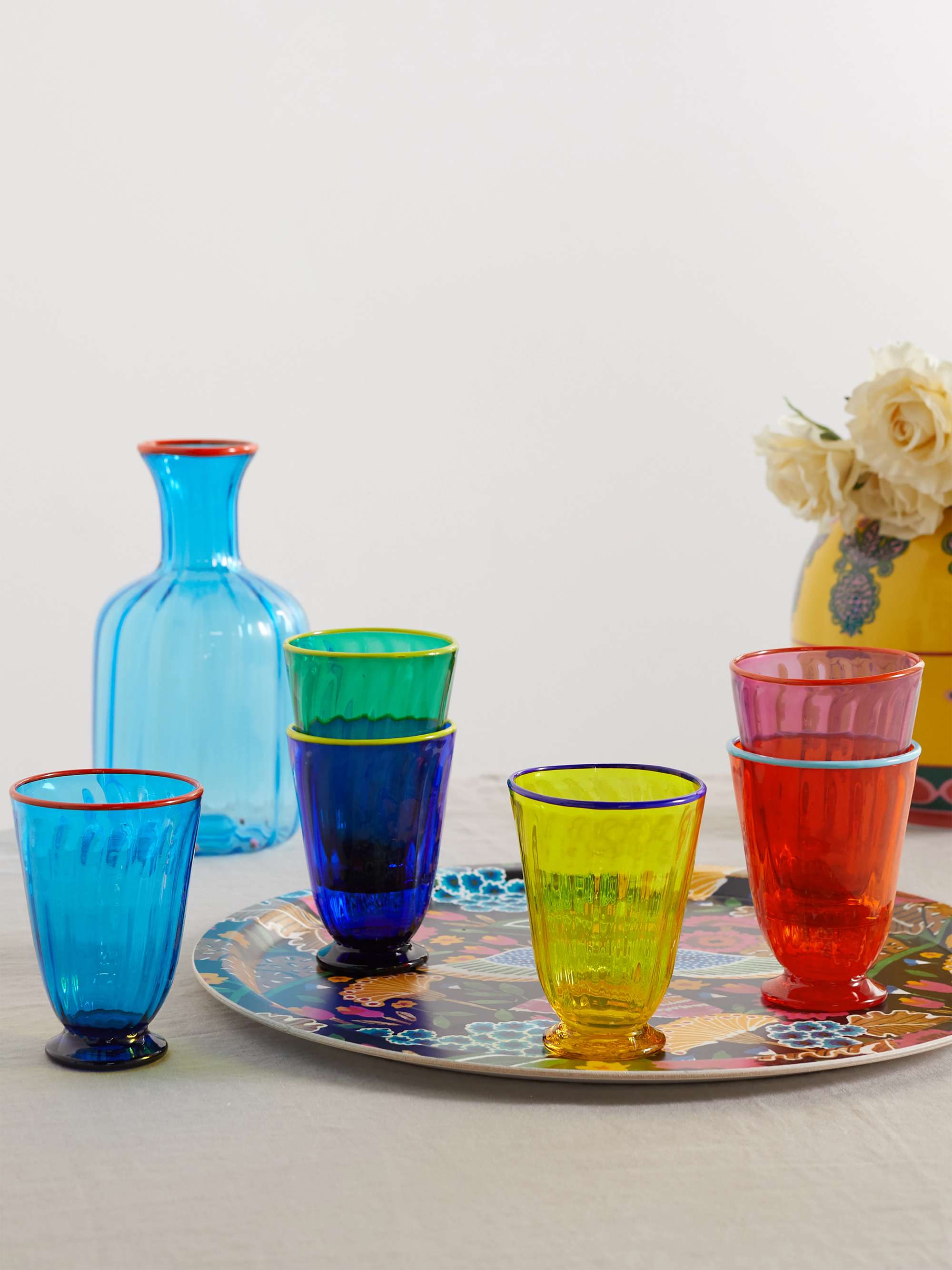 LA DOUBLEJ Set de huit verres multicolores Rainbow