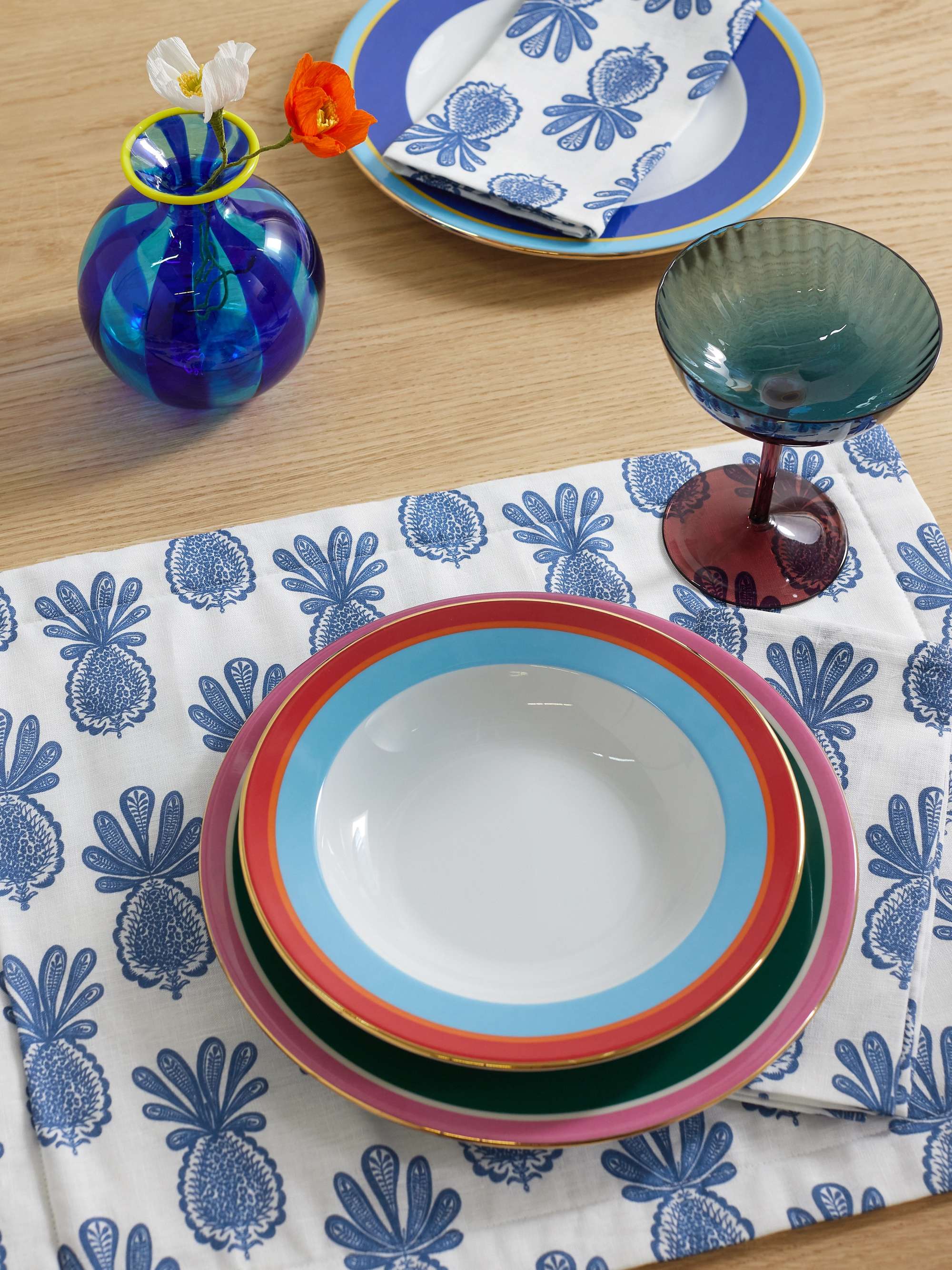 LA DOUBLEJ Set of two printed linen placemats
