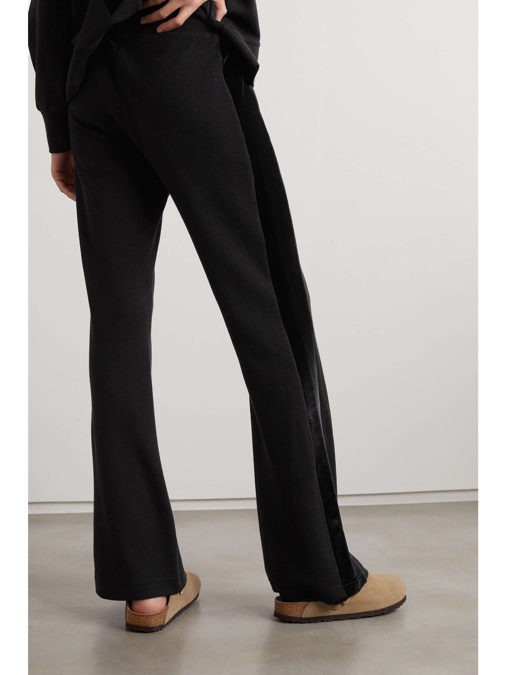 WE NORWEGIANS Velvet-trimmed merino wool wide-leg pants