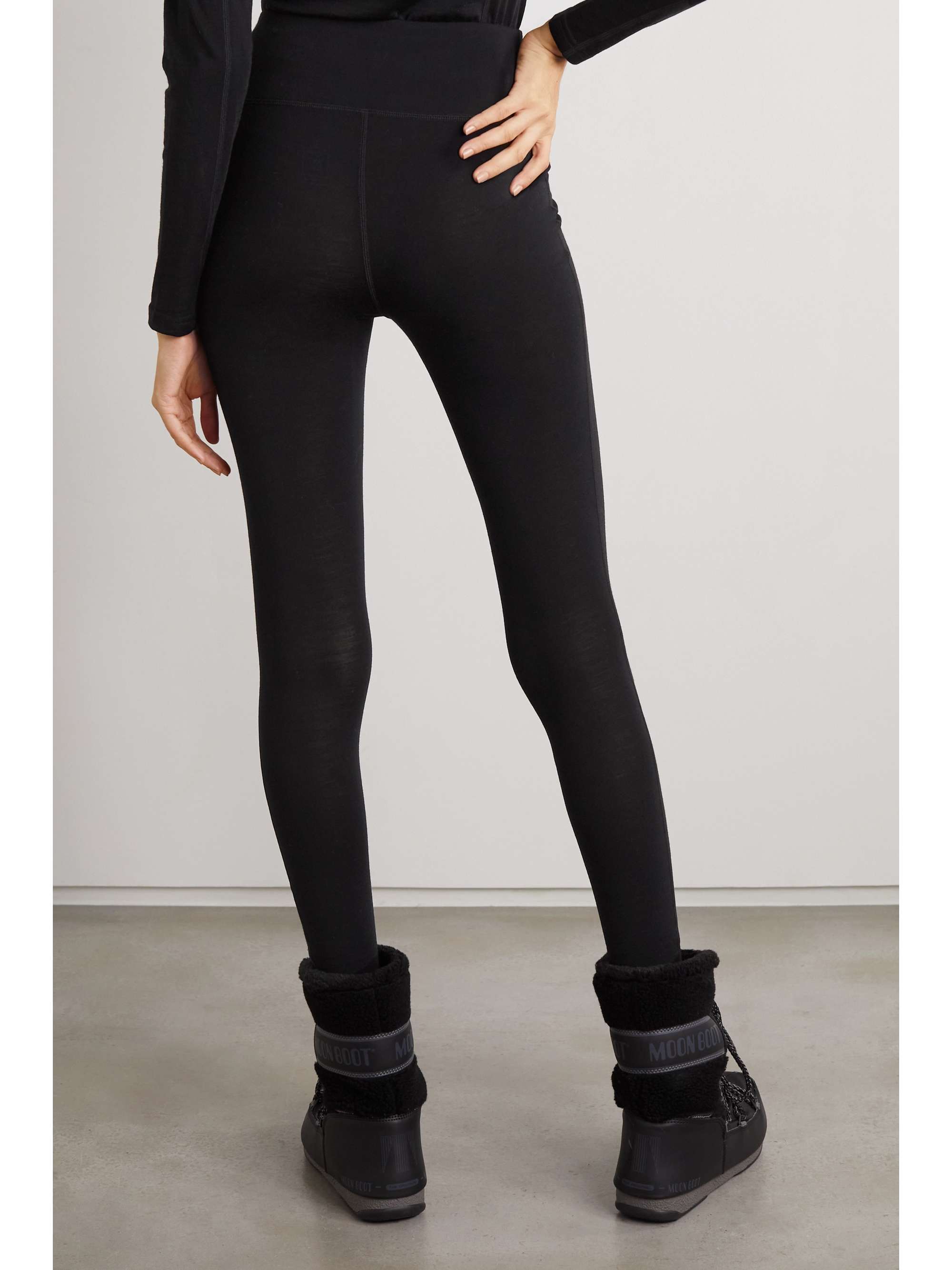 Black Sno merino wool ski leggings | WE 