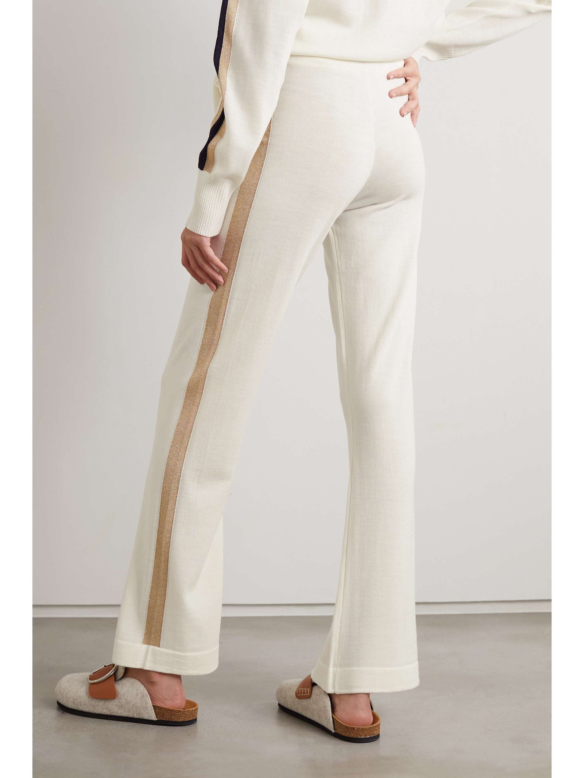 WE NORWEGIANS Geilo metallic striped merino wool wide-leg pants