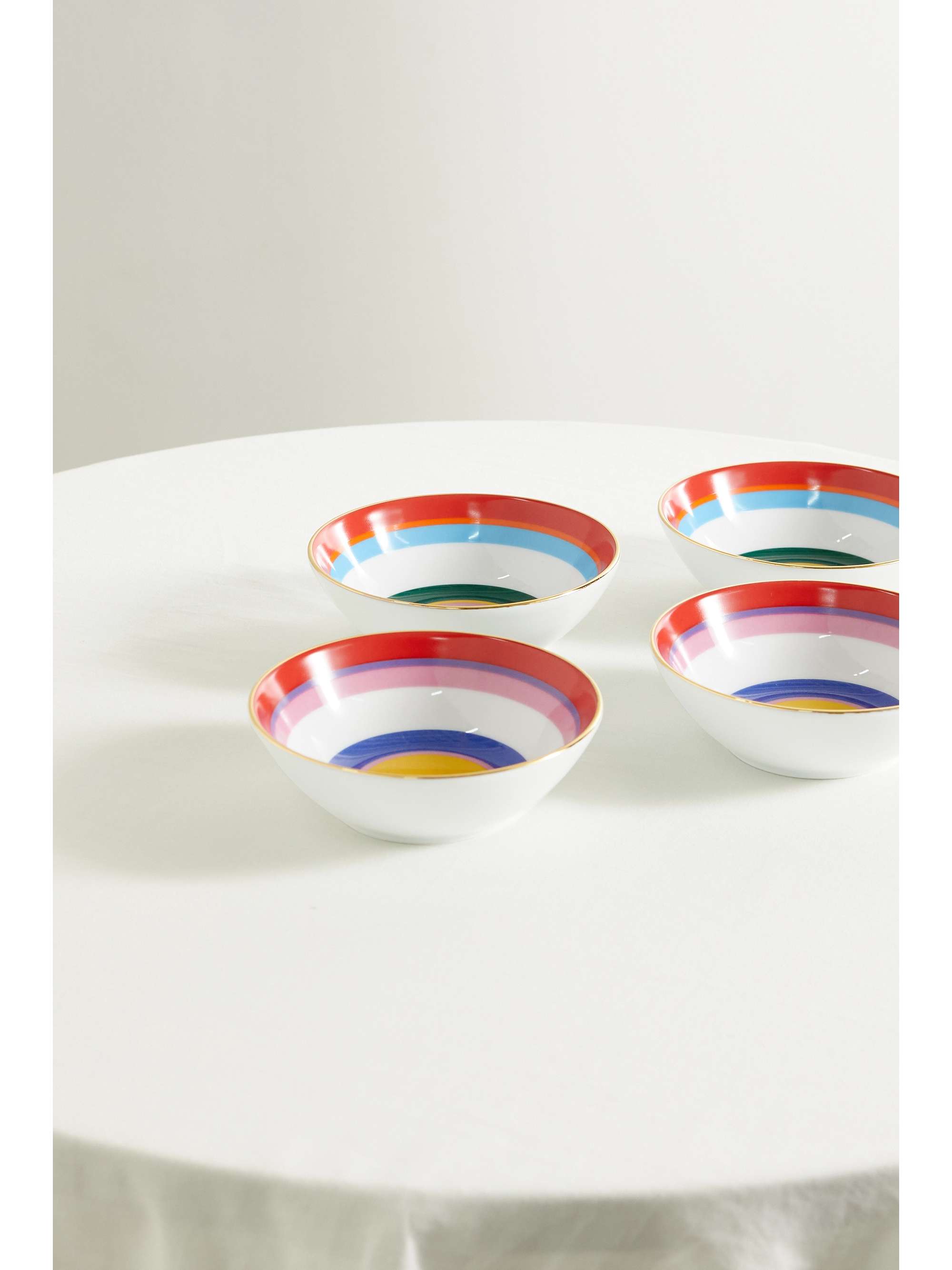 LA DOUBLEJ Set de quatre bols à glace en porcelaine plaquée or