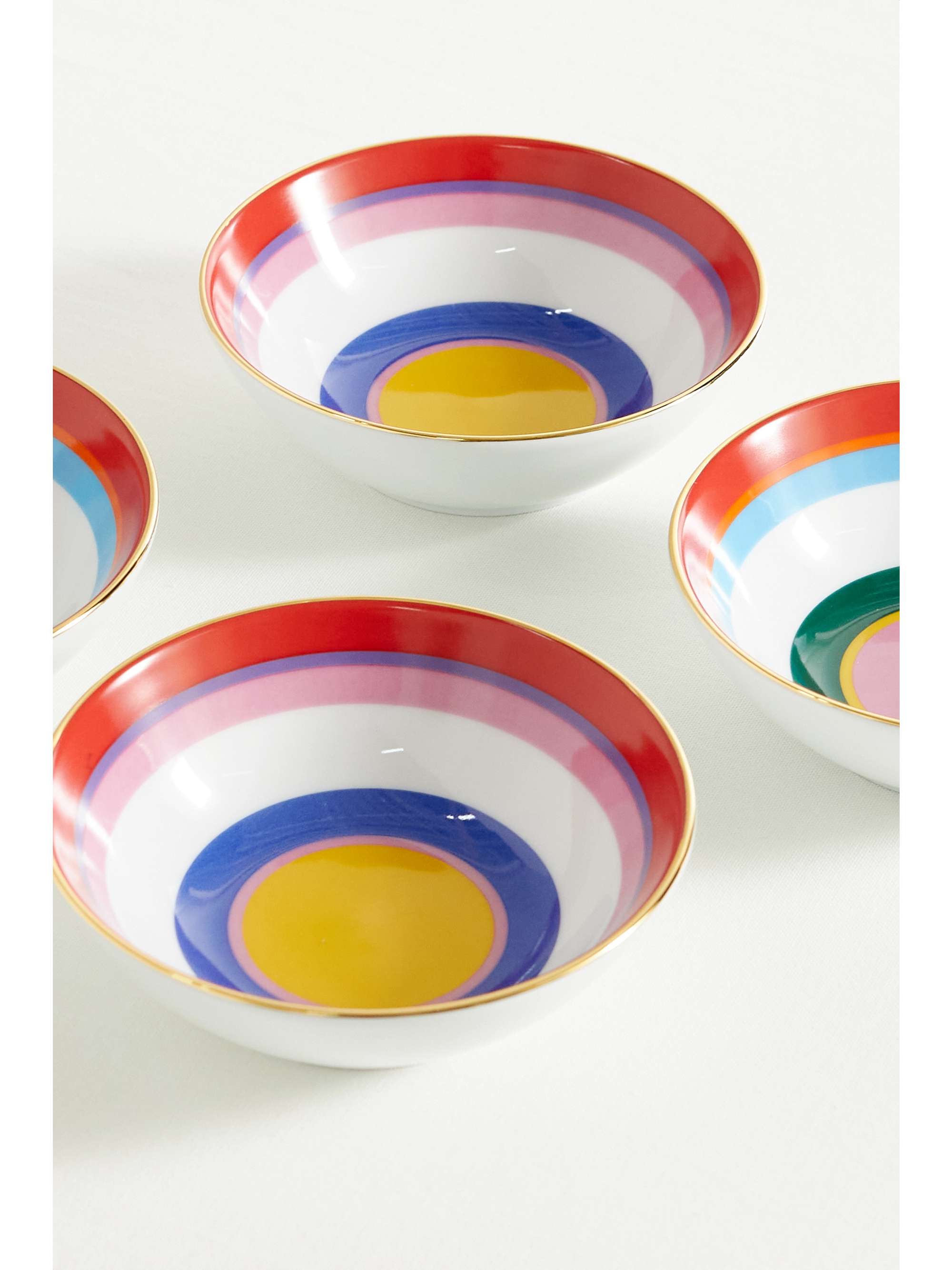 LA DOUBLEJ Set de quatre bols à glace en porcelaine plaquée or