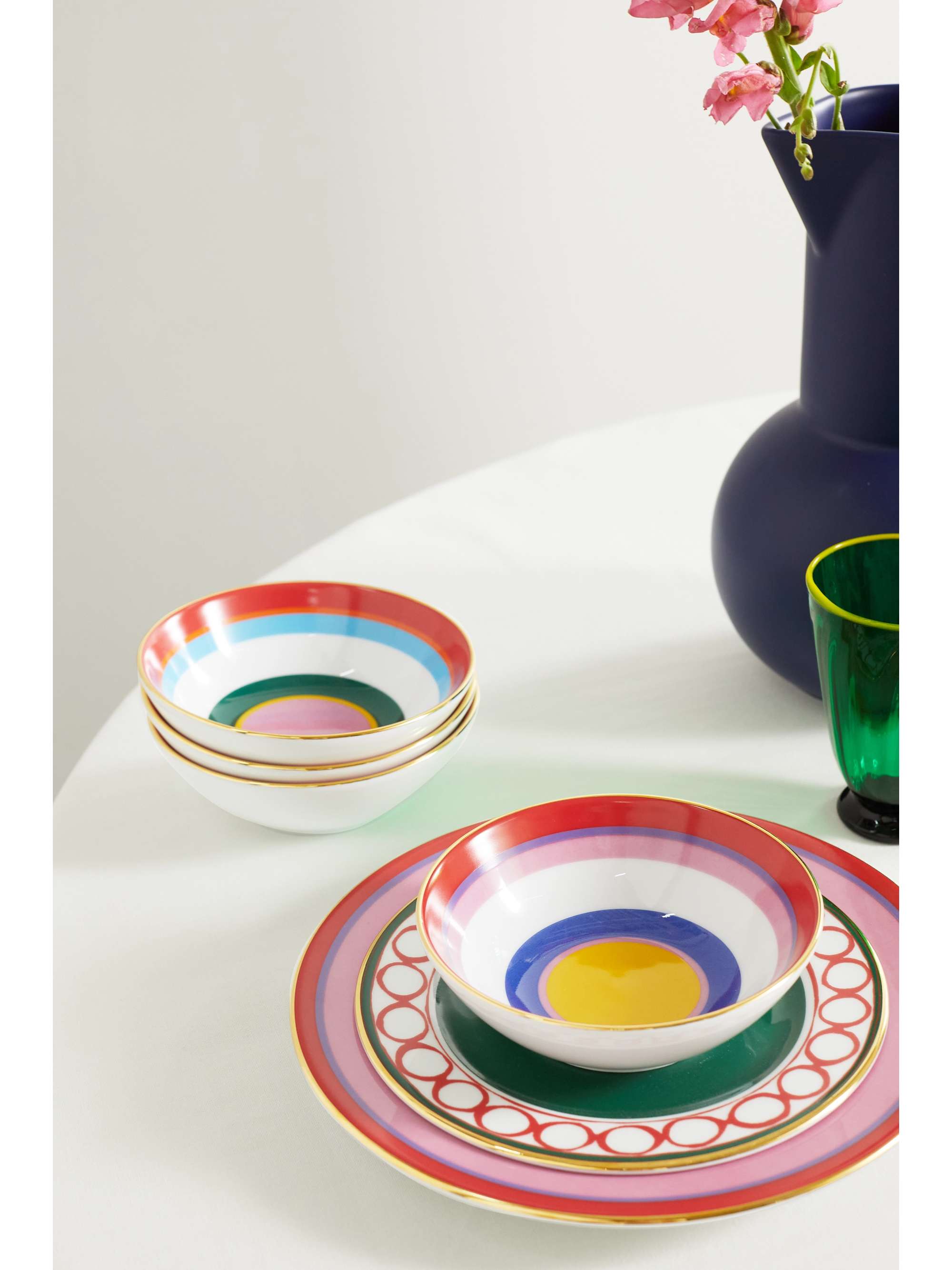 LA DOUBLEJ Set de quatre bols à glace en porcelaine plaquée or