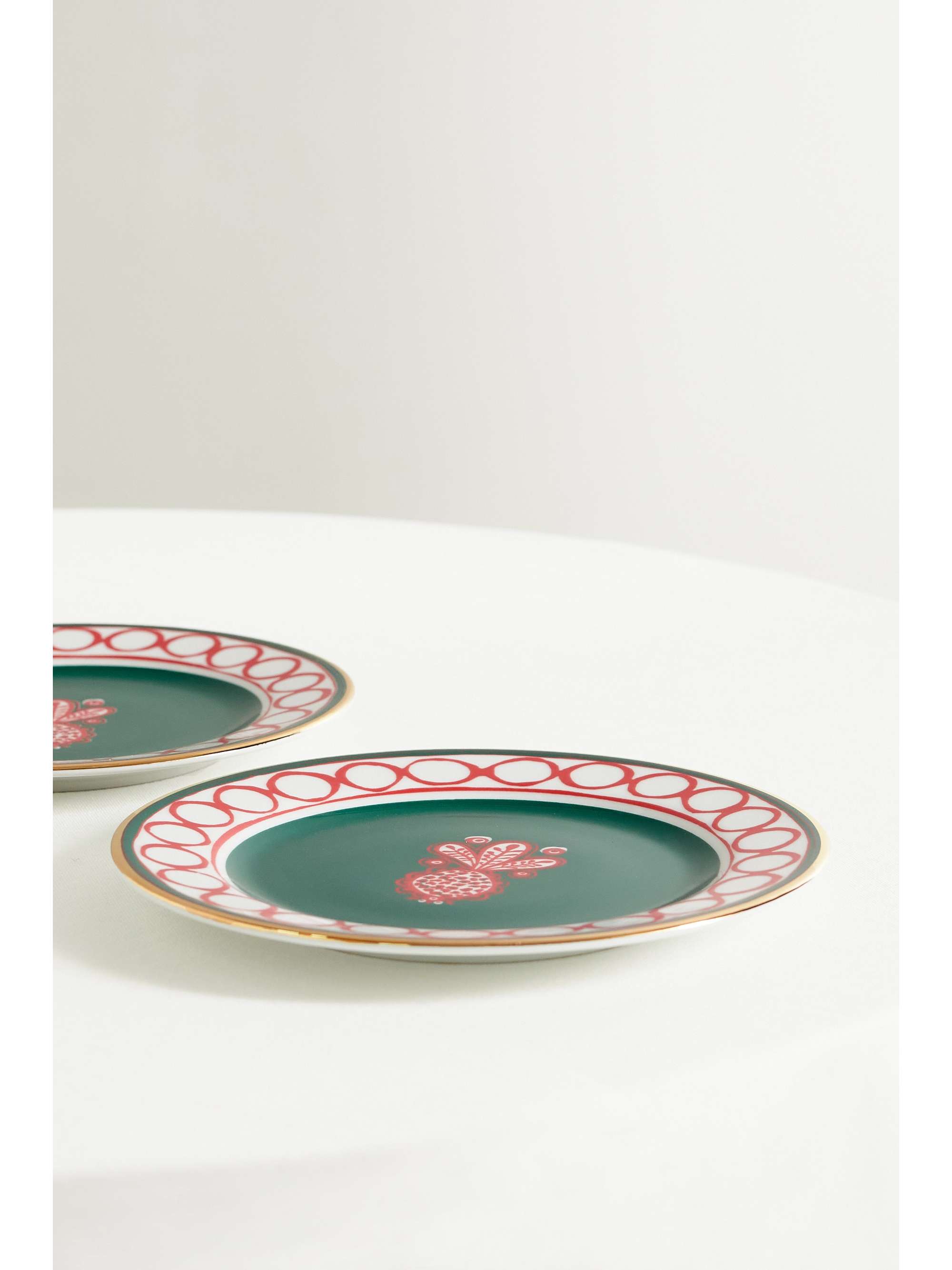 LA DOUBLEJ Set of two gold-plated porcelain dessert plates | NET-A-PORTER