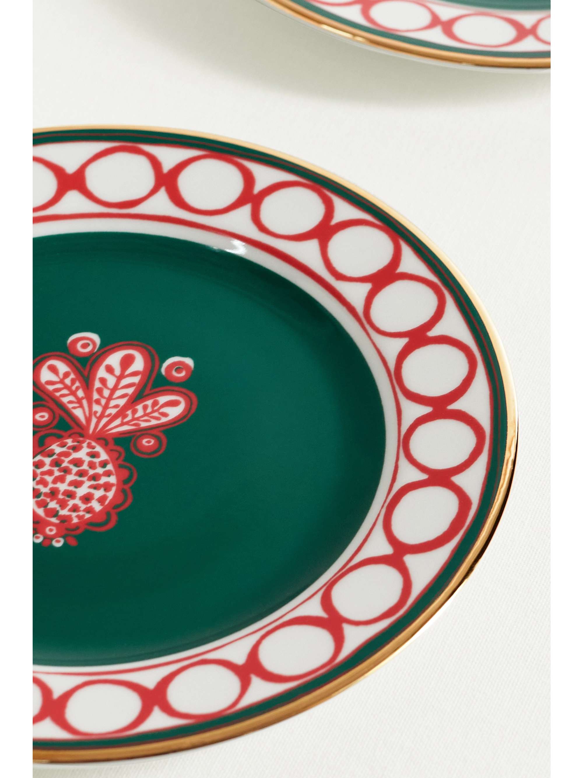 LA DOUBLEJ Set de deux petites assiettes en porcelaine plaquée or