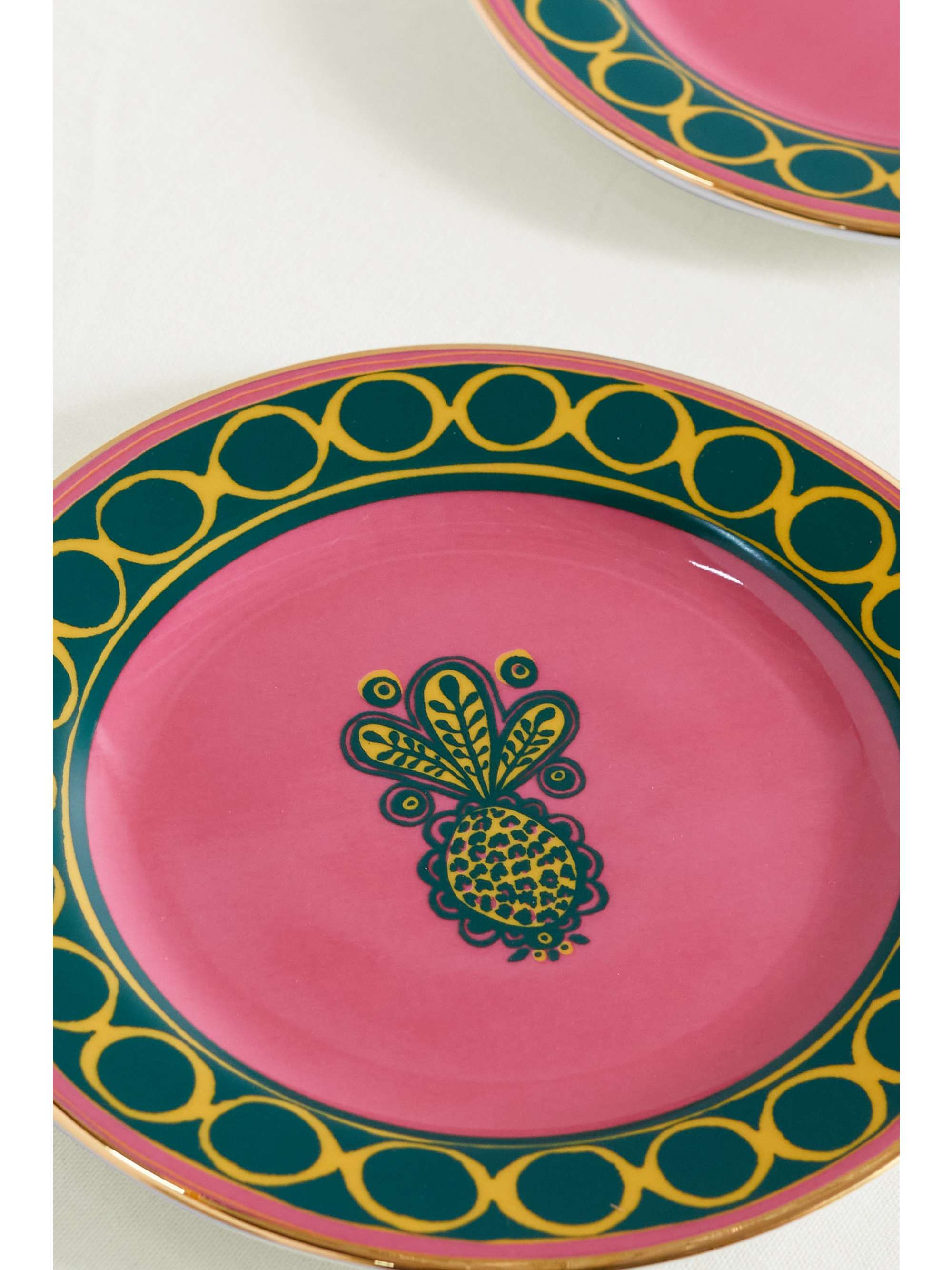LA DOUBLEJ Set de deux petites assiettes en porcelaine plaquée or