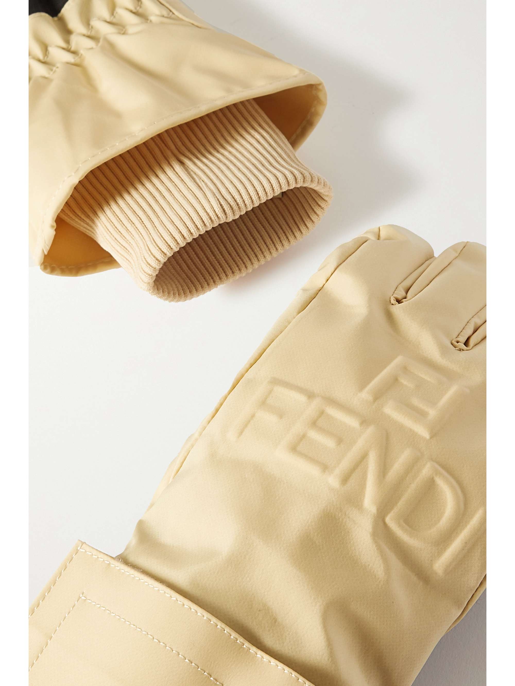 FENDI Embossed padded shell and leather ski gloves