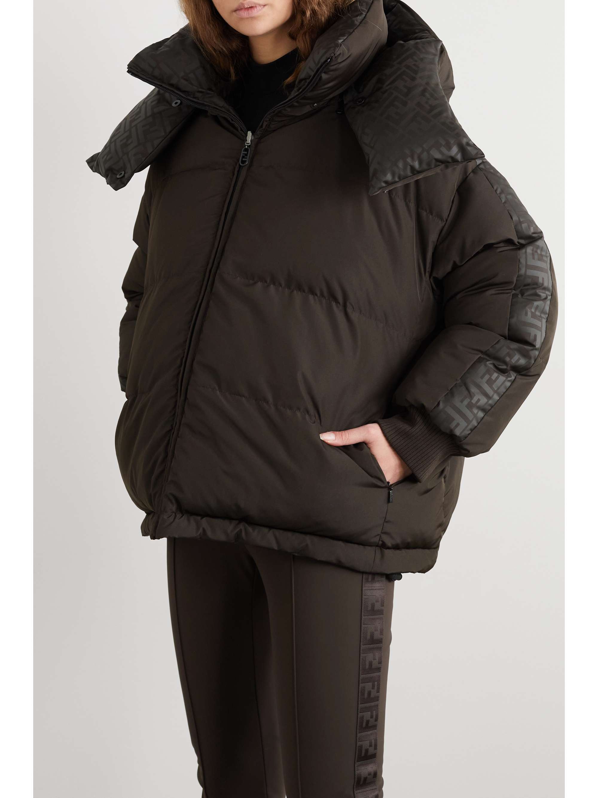 FENDI Reversible hooded jacquard down ski jacket NETAPORTER