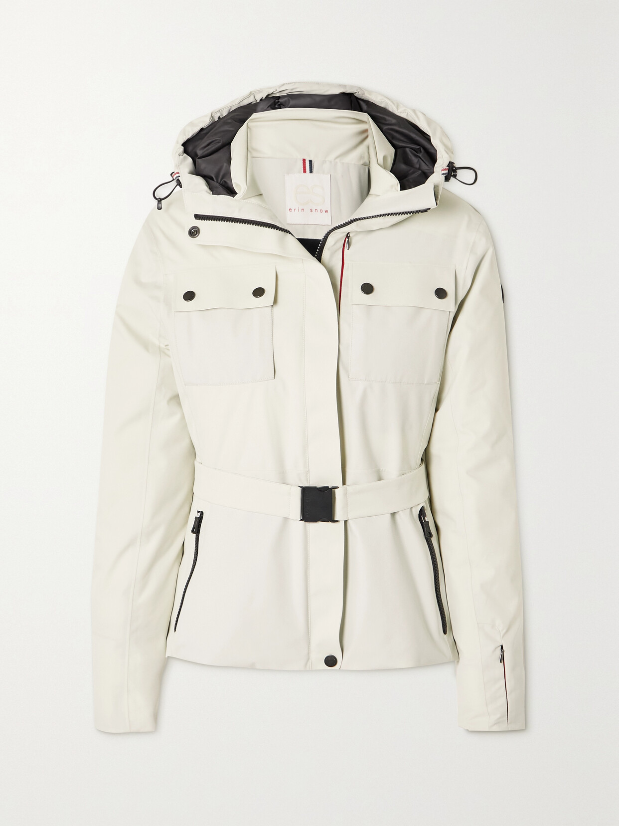 Erin Snow - + Net Sustain Diana Hooded Belted Recycled Ski Jacket - Ecru