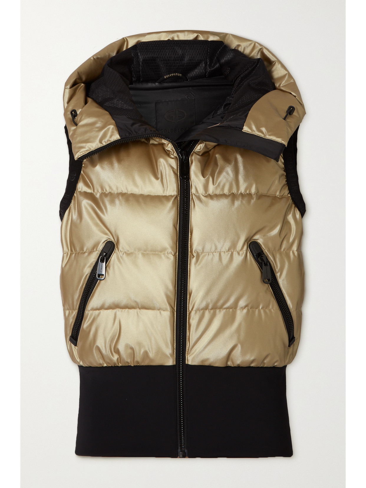 Goldbergh Shine Hooded Metallic Quilted Down Vest In Gold ModeSens