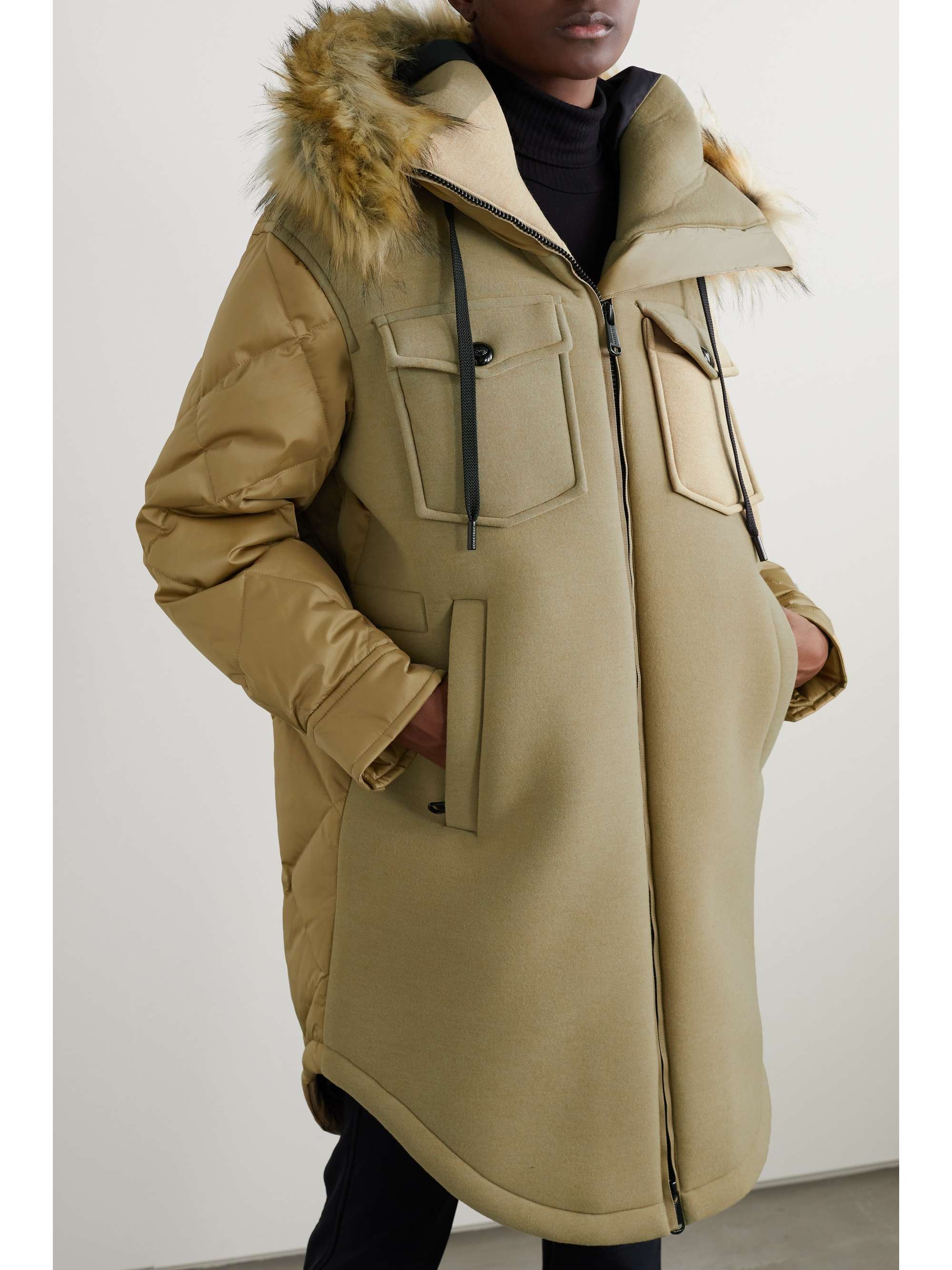 GOLDBERGH Cover faux fur-trimmed paneled padded felt down ski jacket