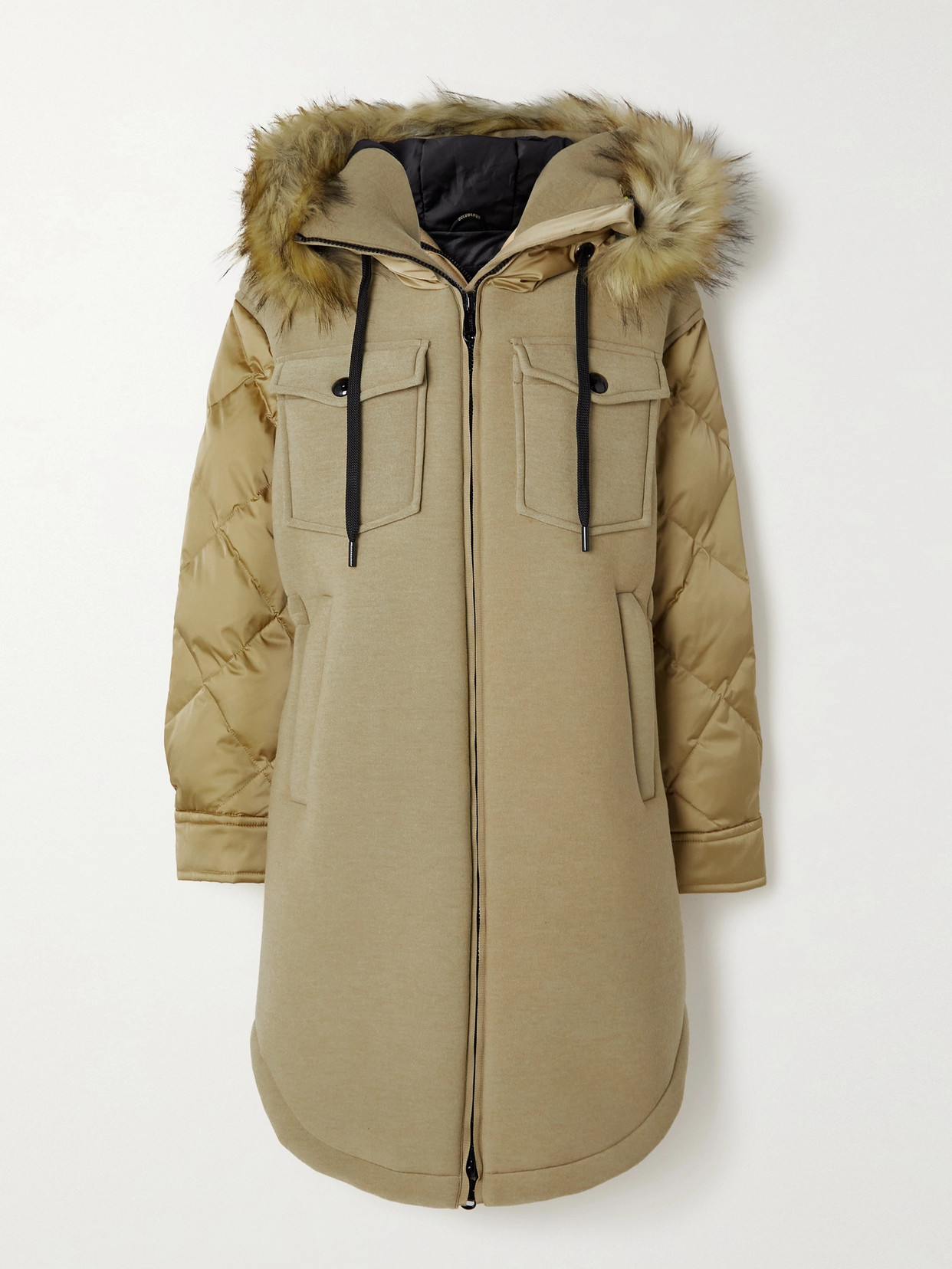 Goldbergh Cover Faux Furtrimmed Paneled Padded Felt Down Ski Jacket In