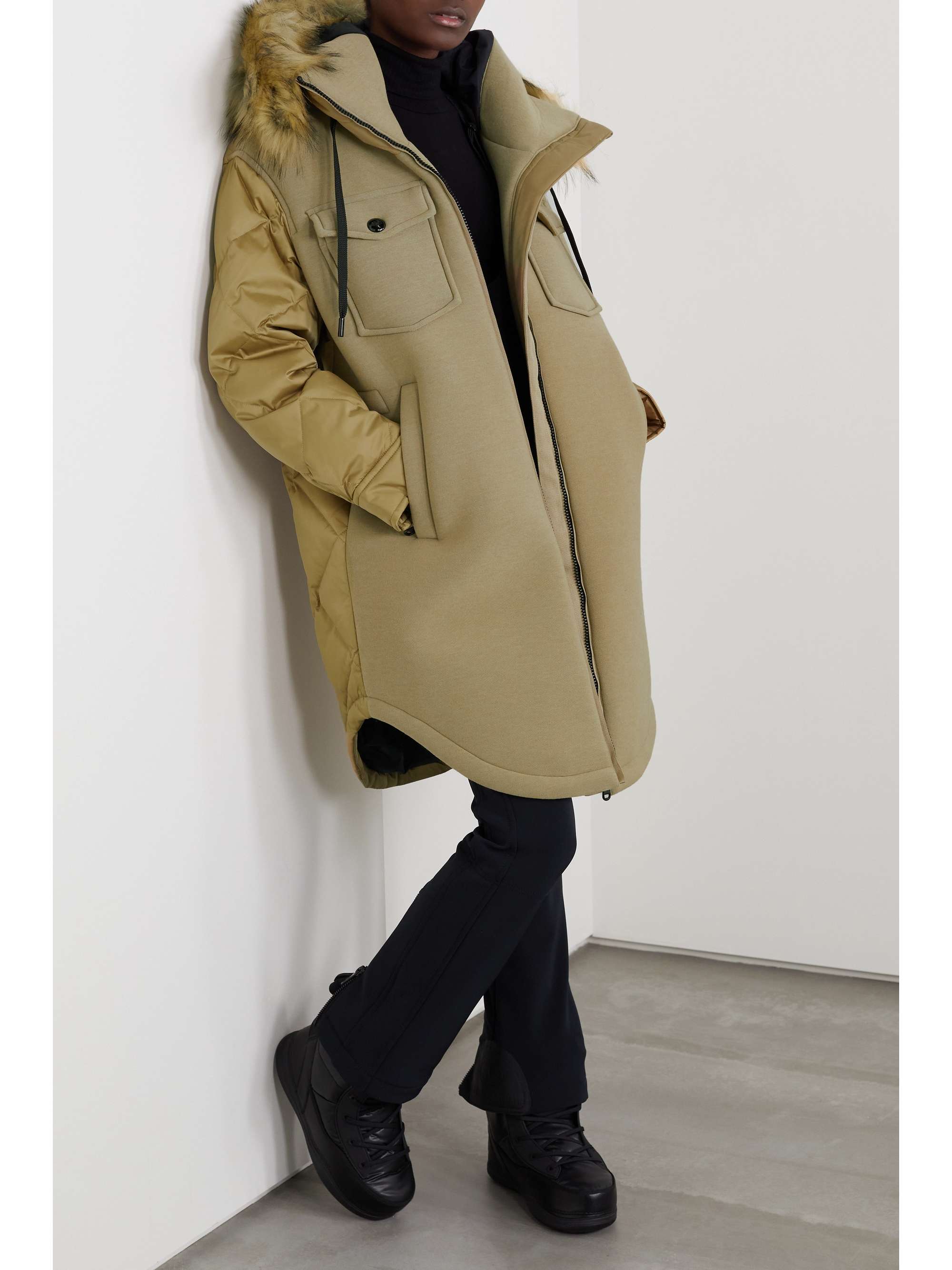 GOLDBERGH Cover faux fur-trimmed paneled padded felt down ski jacket