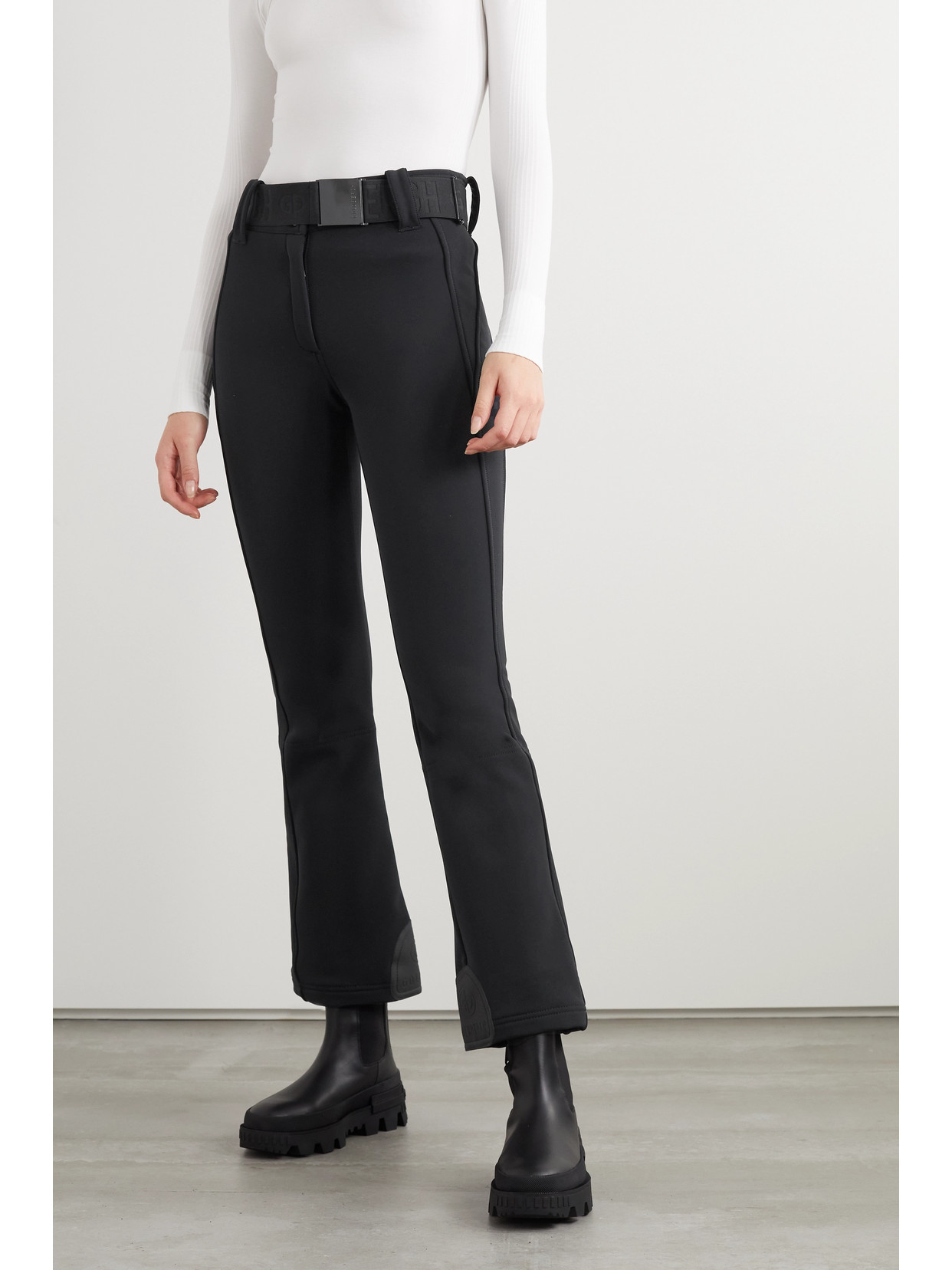 Shop Goldbergh Pippa Belted Flared Ski Pants In Black