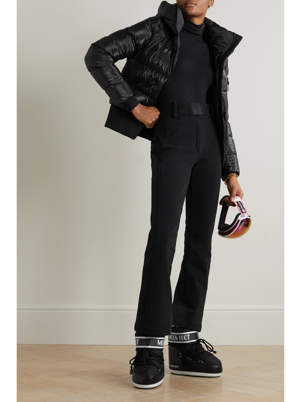 Shop Goldbergh Pippa Belted Flared Ski Pants In Black