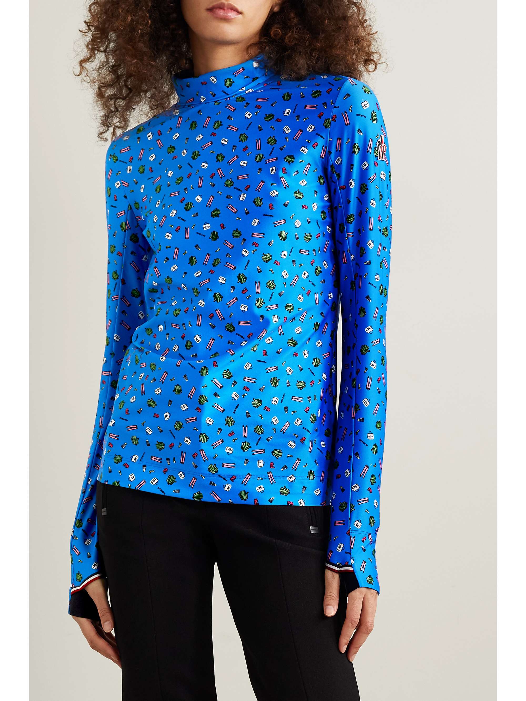 MONCLER GENIUS + 3 Moncler Grenoble printed stretch-jersey turtleneck top