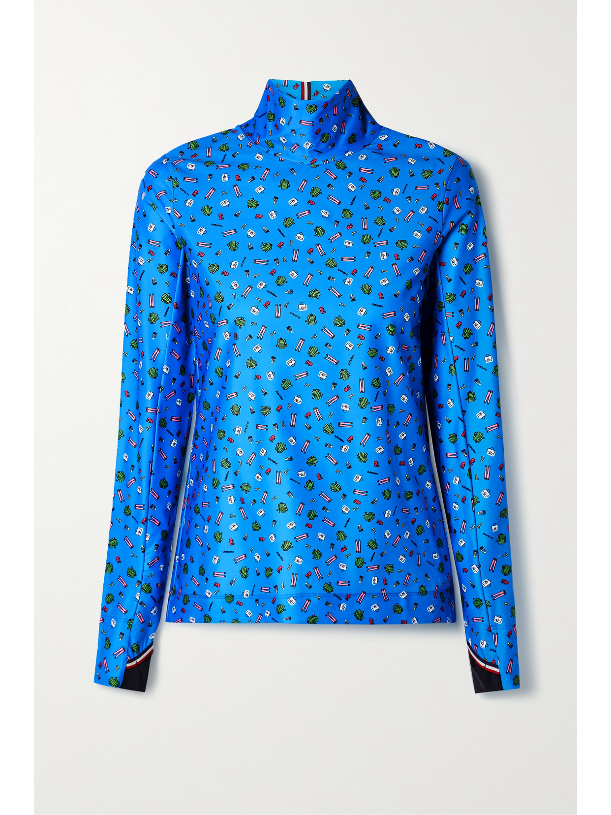 Moncler Genius Womens Bright Blue X 3 Moncler Grenoble Printed Stretch-jersey Top M In Blue