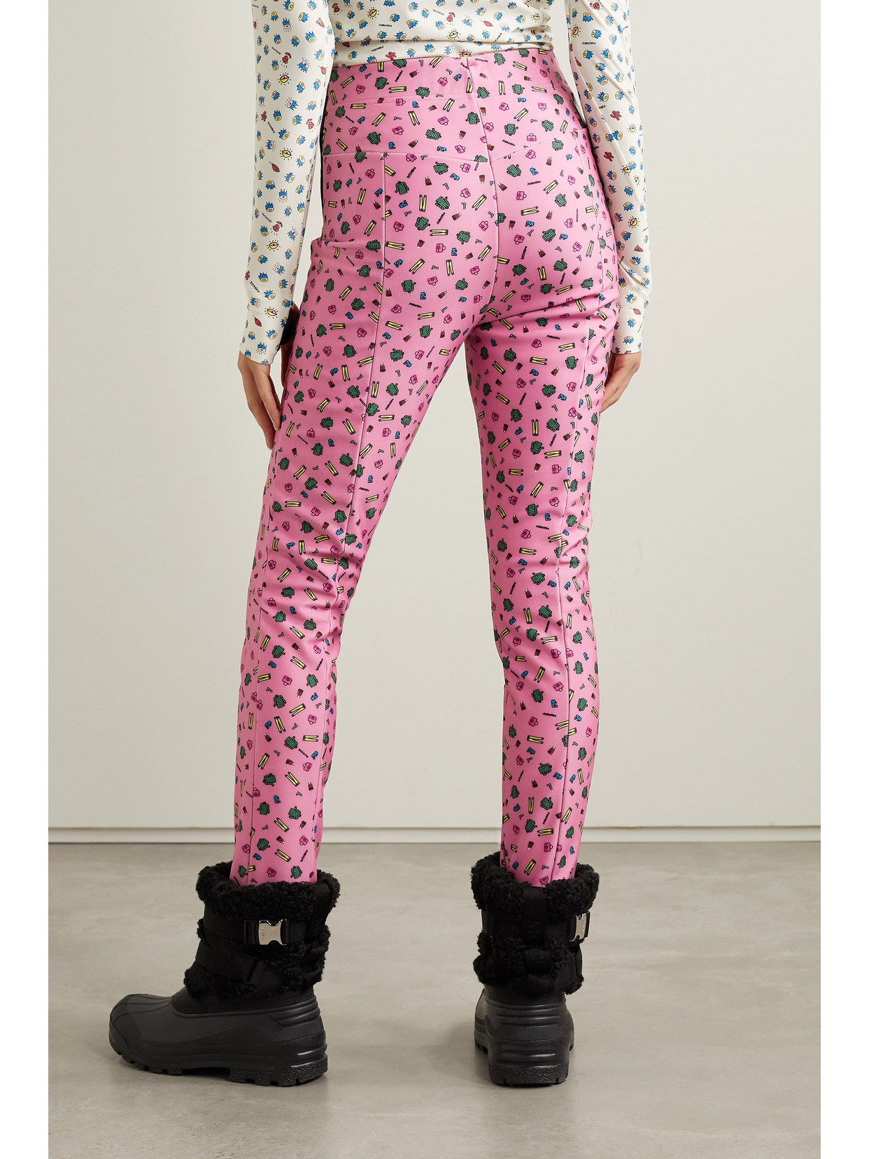 Moncler Genius X Naj-oleari 3 Moncler Grenoble Printed Stirrup Ski Pants In Pink