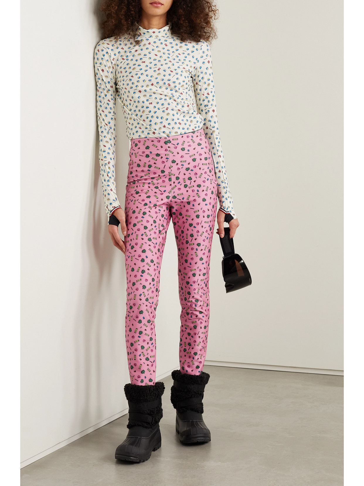 Moncler Genius X Naj-oleari 3 Moncler Grenoble Printed Stirrup Ski Pants In Pink