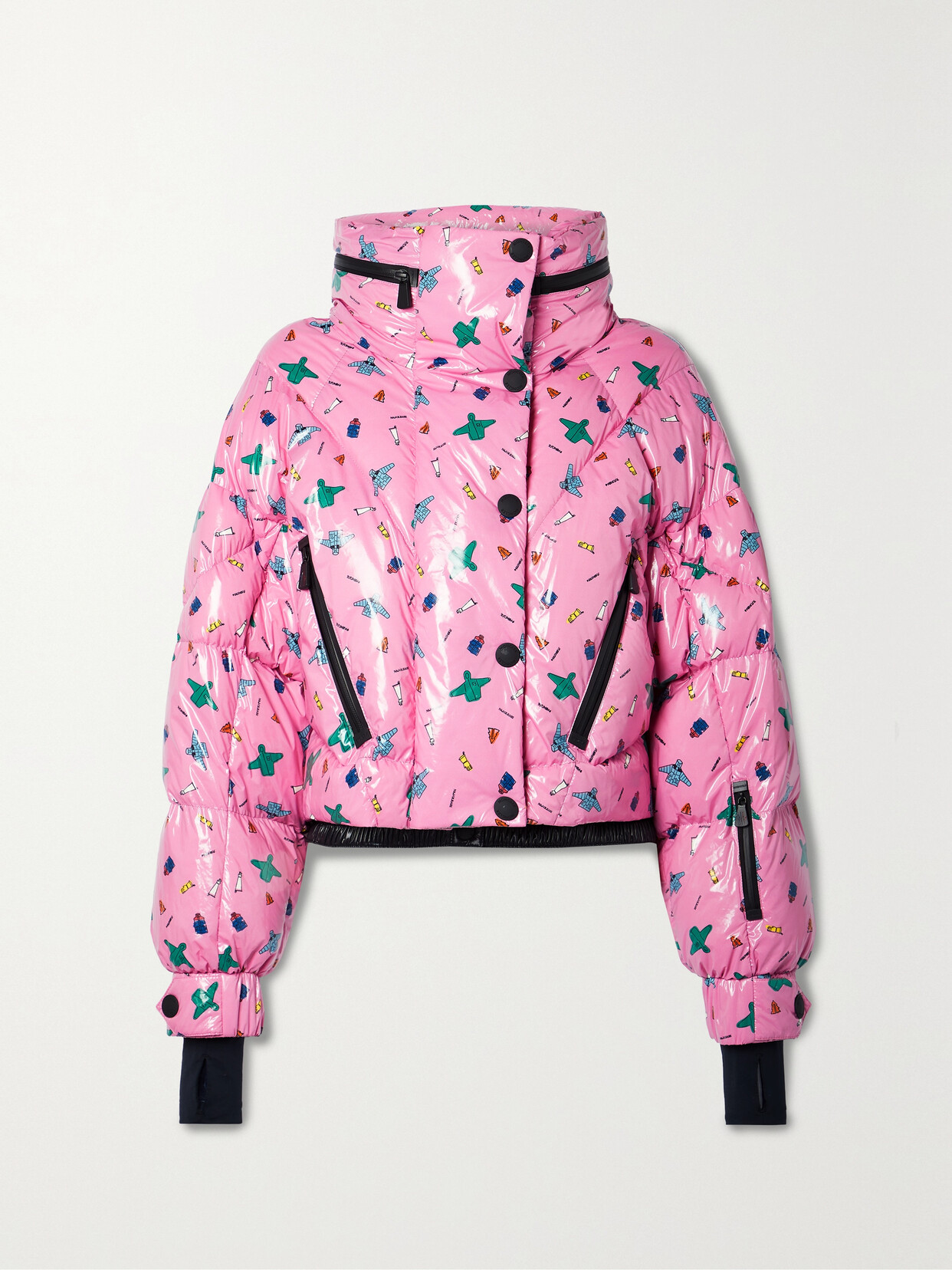 MONCLER GENIUS + 3 MONCLER GRENOBLE CROPPED PRINTED QUILTED DOWN SKI JACKET