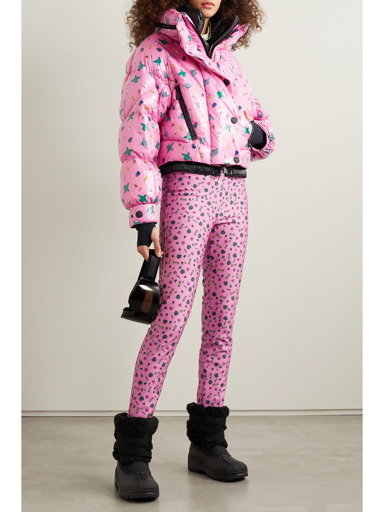 Moncler Genius Womens Light Pink X 3 Moncler Grenoble Plumel Graphic-print Shell-down Hooded Jacket M In Pink