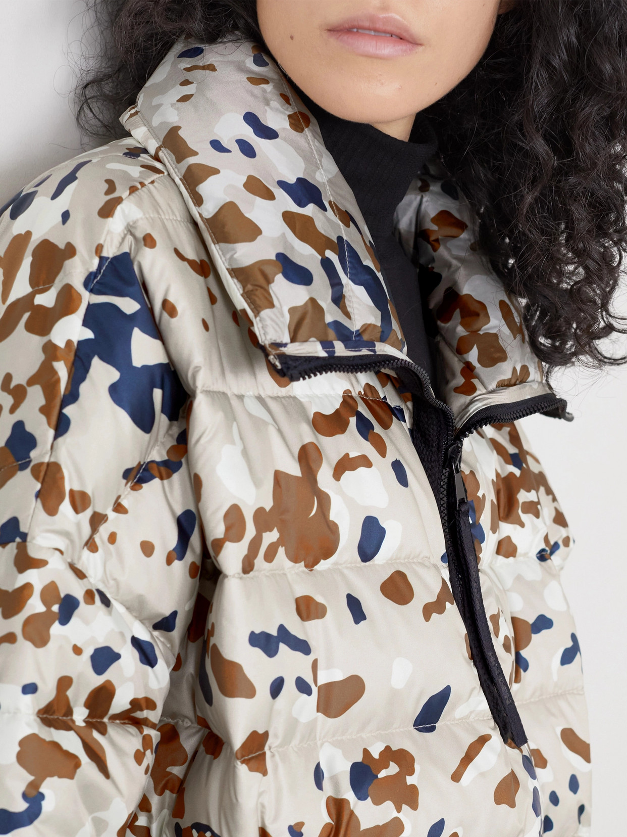 Camouflage-Print Quilted Shell Down Jacket