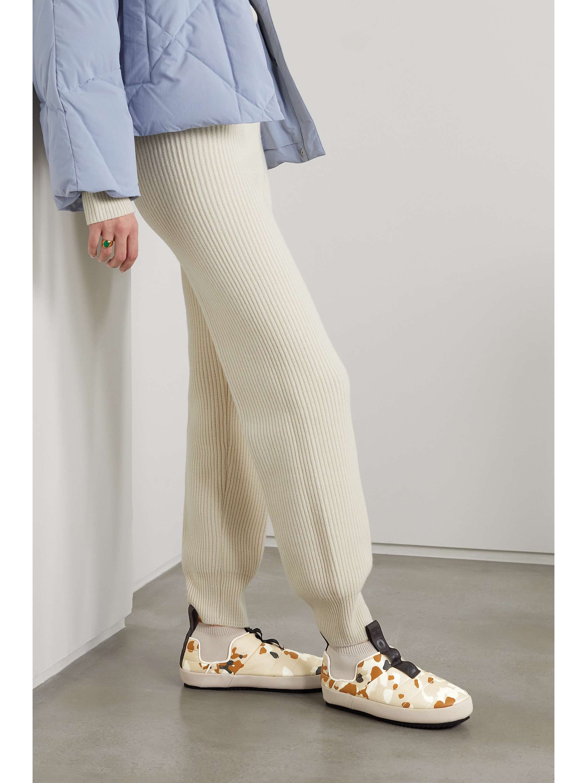 HOLDEN Stretch-knit trimmed quilted shell slippers