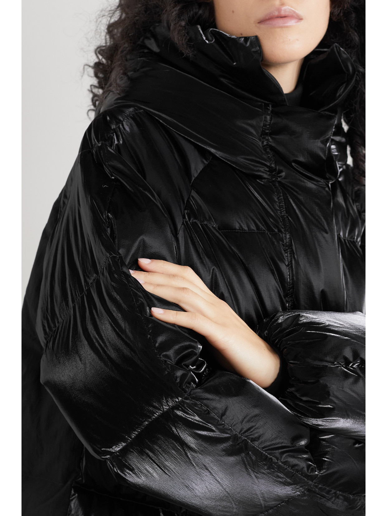 Holden Hooded Quilted Glossed-shell Down Jacket In Black