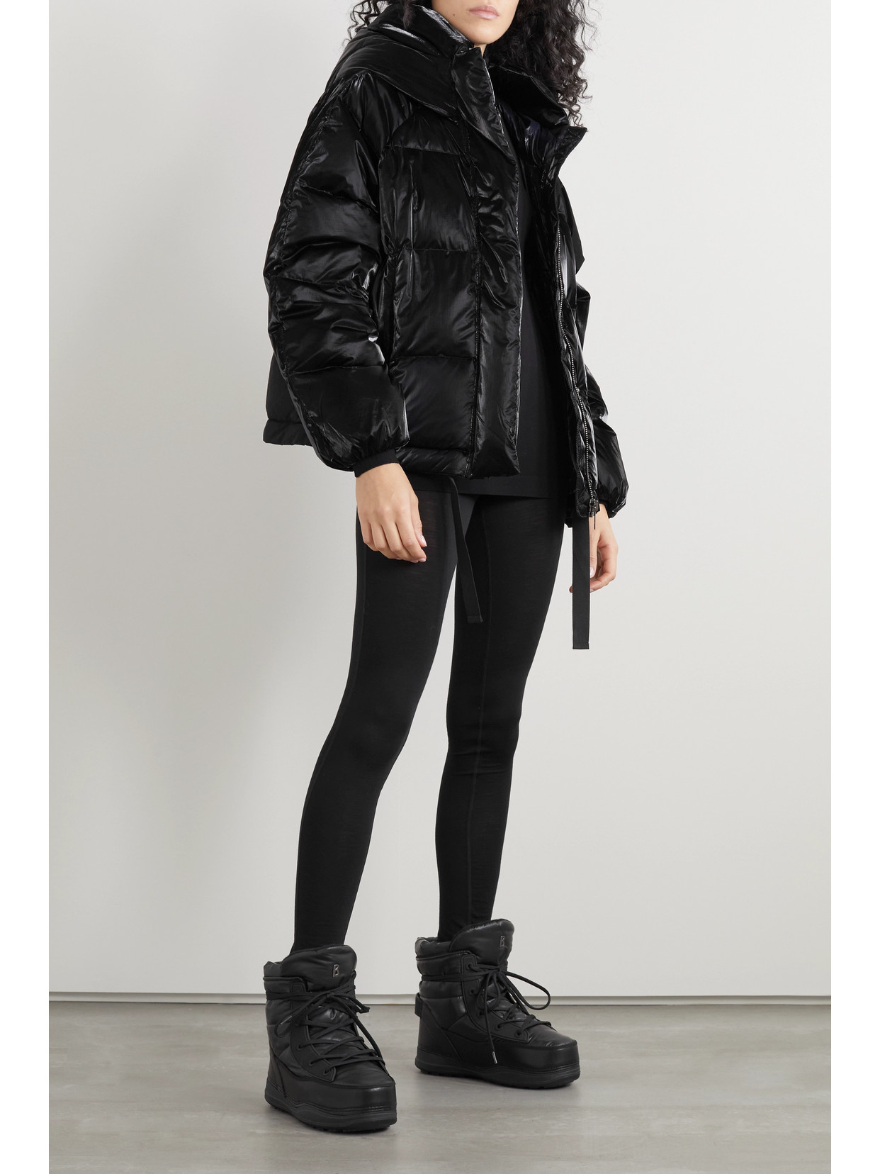 Holden Hooded Quilted Glossed-shell Down Jacket In Black