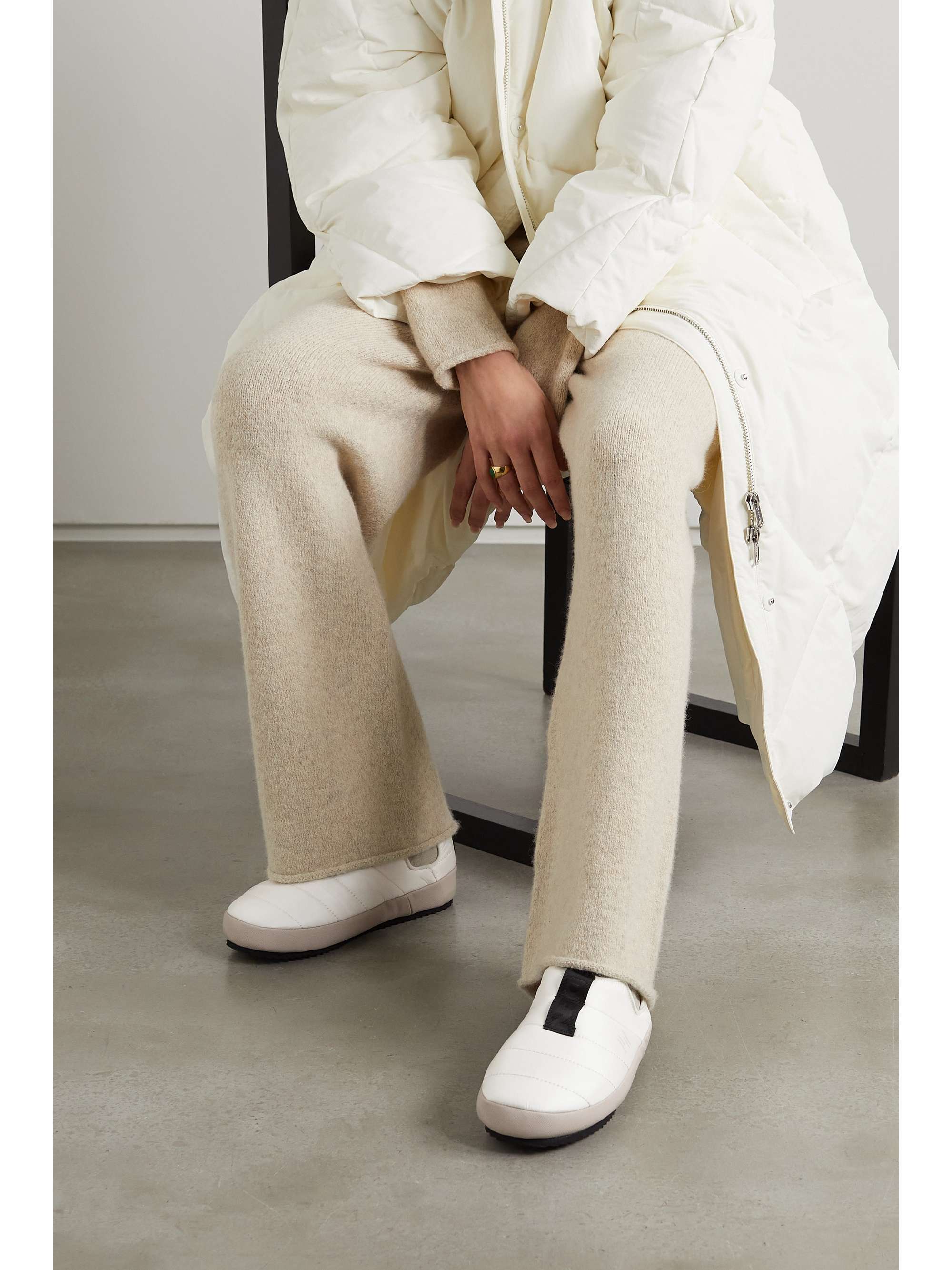 HOLDEN Stretch-knit trimmed quilted shell slippers