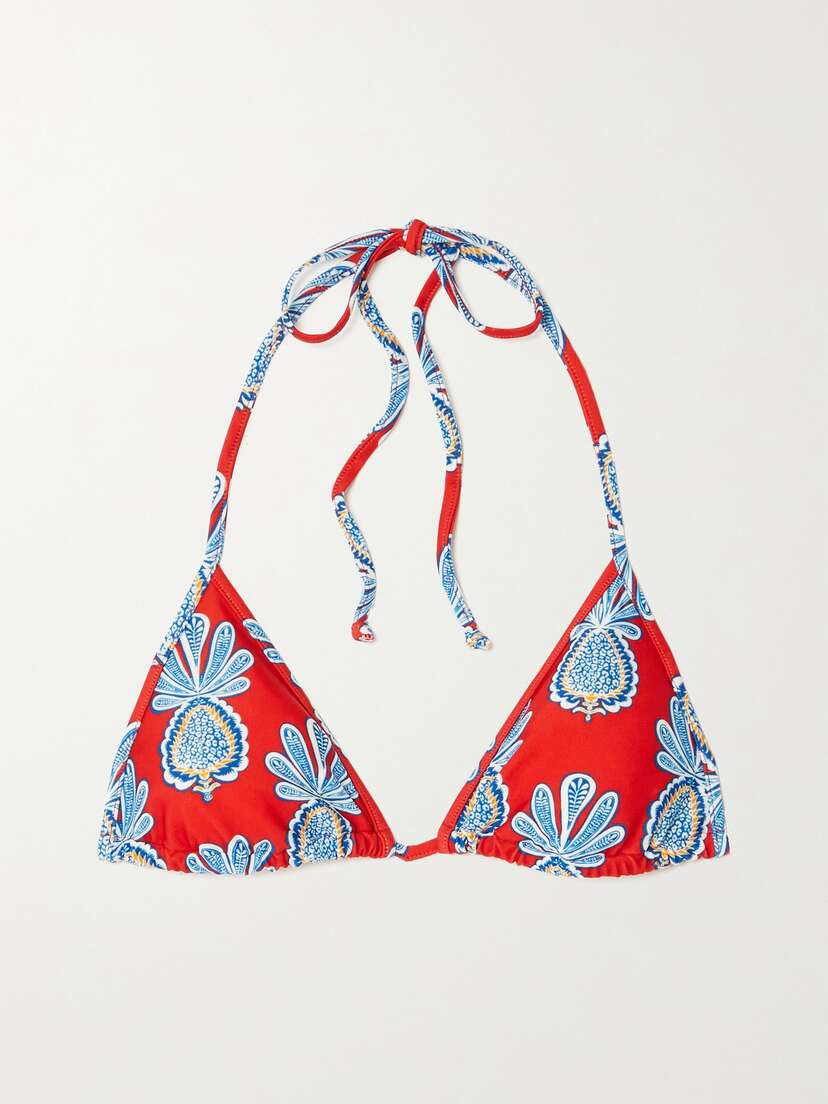 La DoubleJ Printed Triangle Halterneck Bikini Top - x large