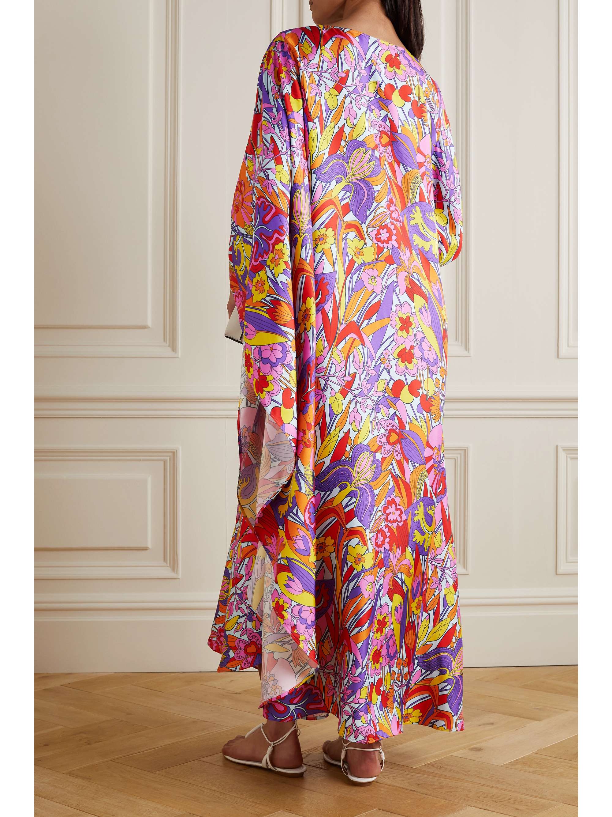 LA DOUBLEJ Opera asymmetric floral-print silk-twill maxi dress