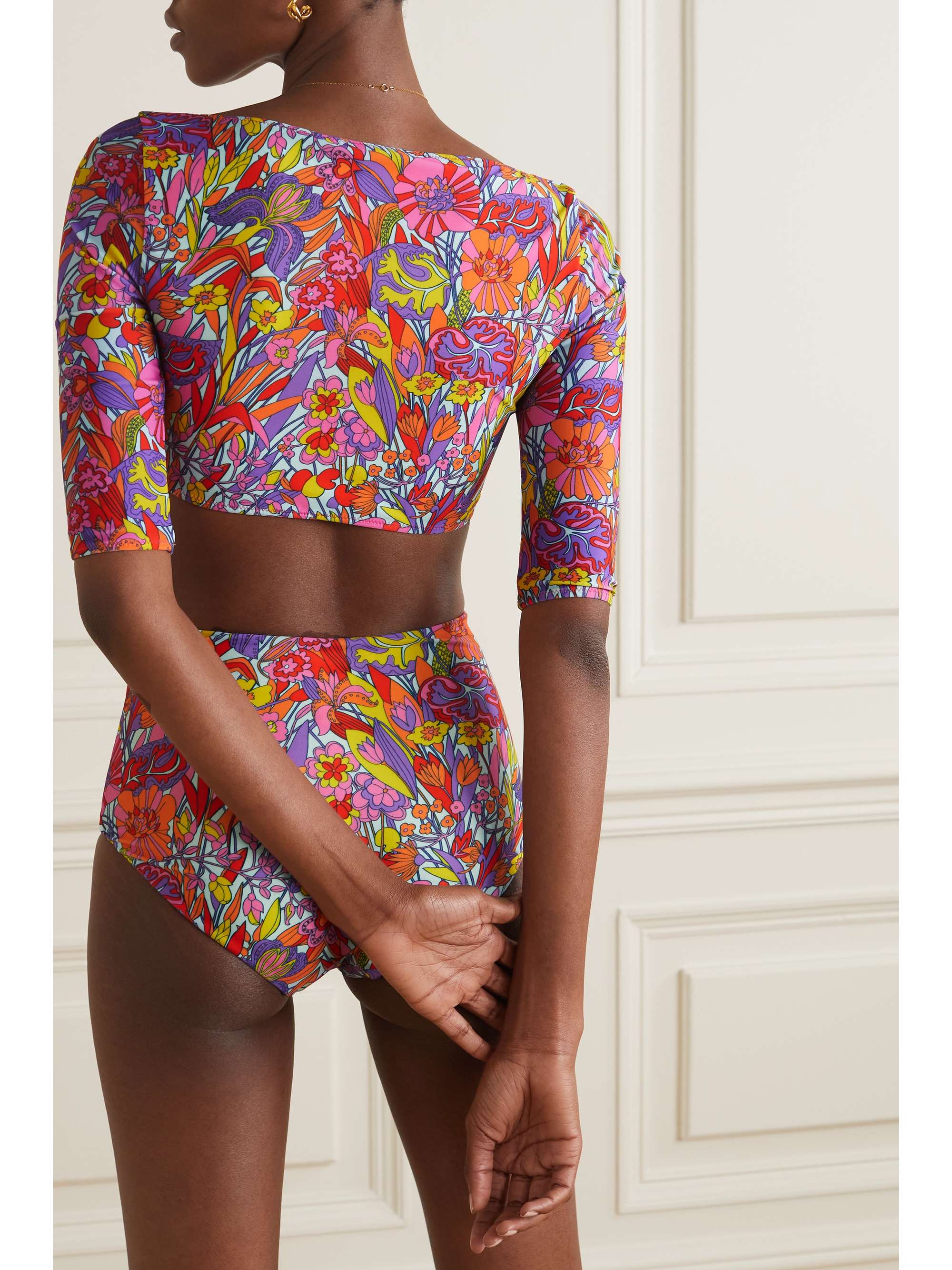 LA DOUBLEJ Portofino floral-print stretch bikini top