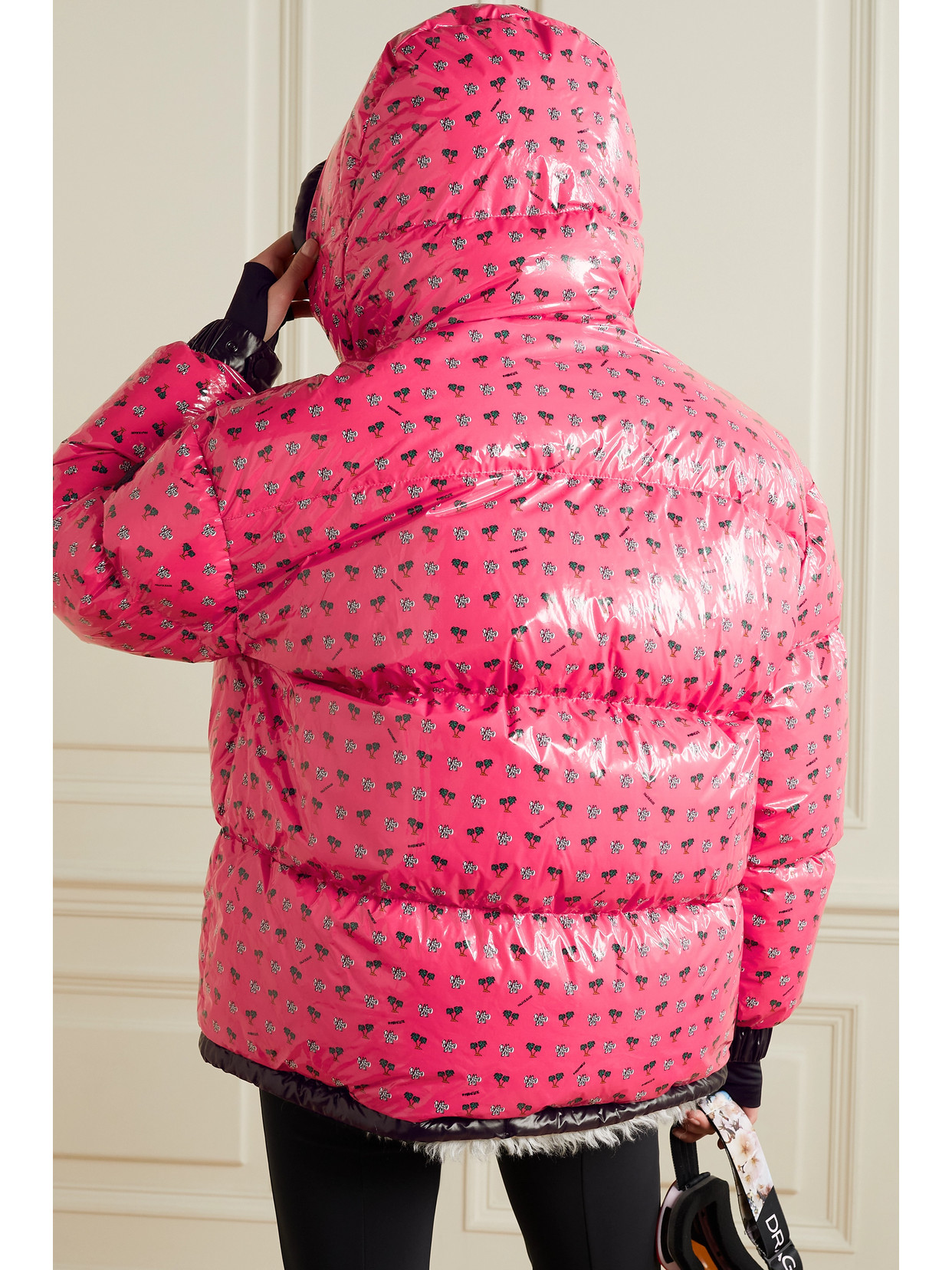Moncler Echelle Hooded Printed Quilted Shell Down Jacket In Pink