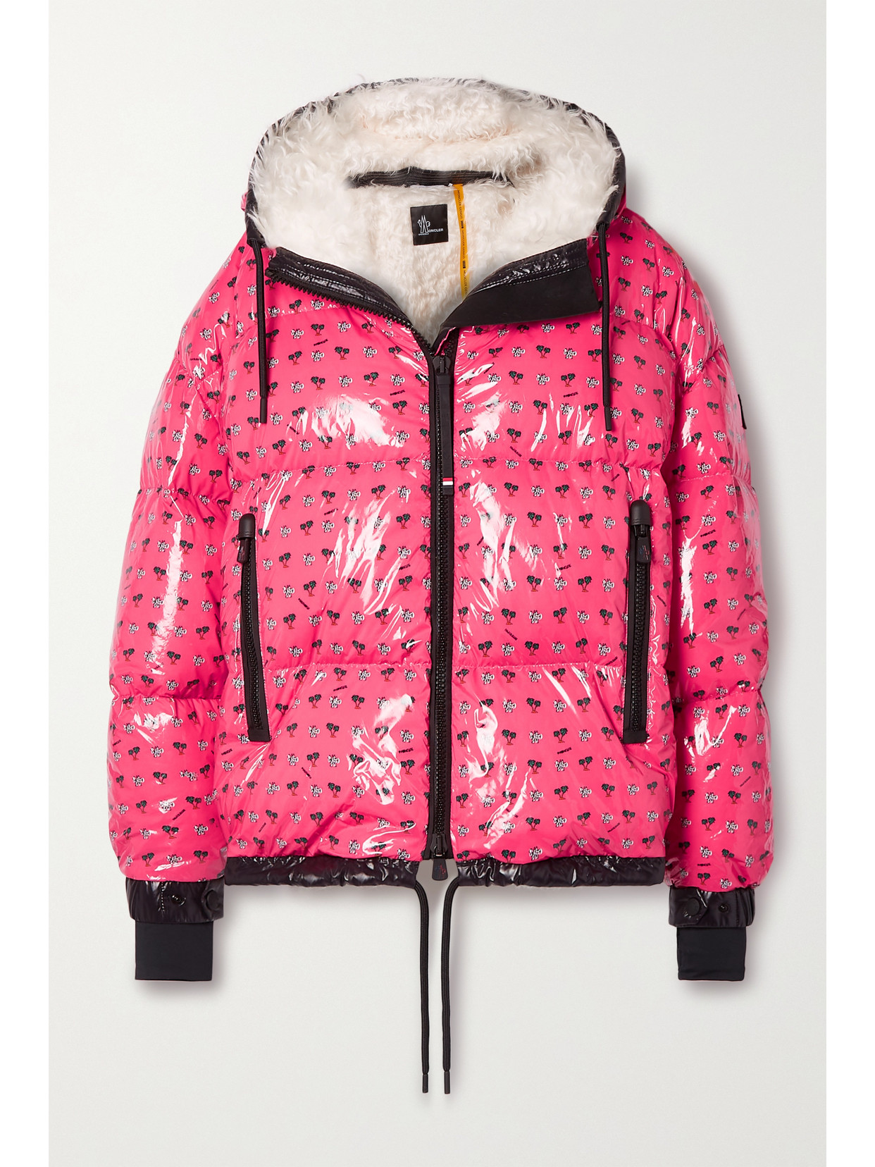 Moncler Echelle Hooded Printed Quilted Shell Down Jacket In Pink