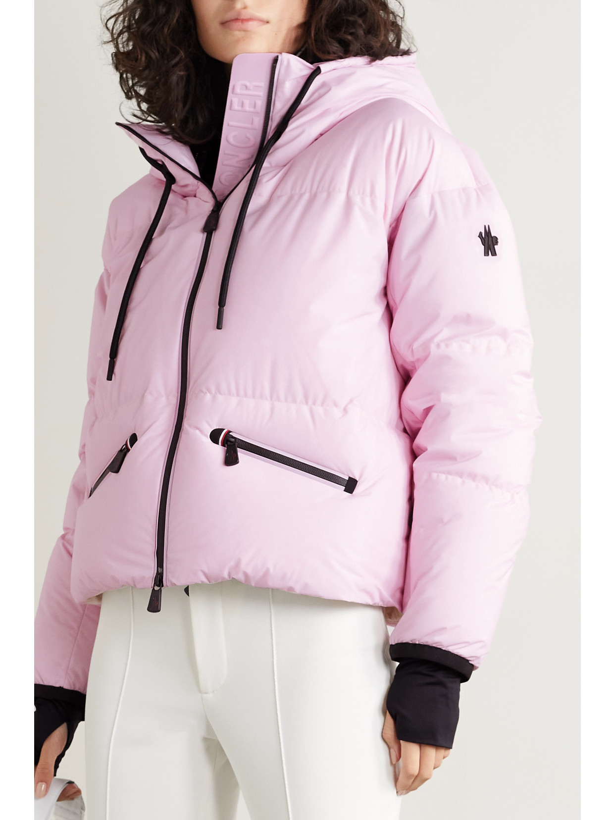 Shop Moncler Allesaz Stretch-trimmed Quilted Shell Down Jacket In Pink