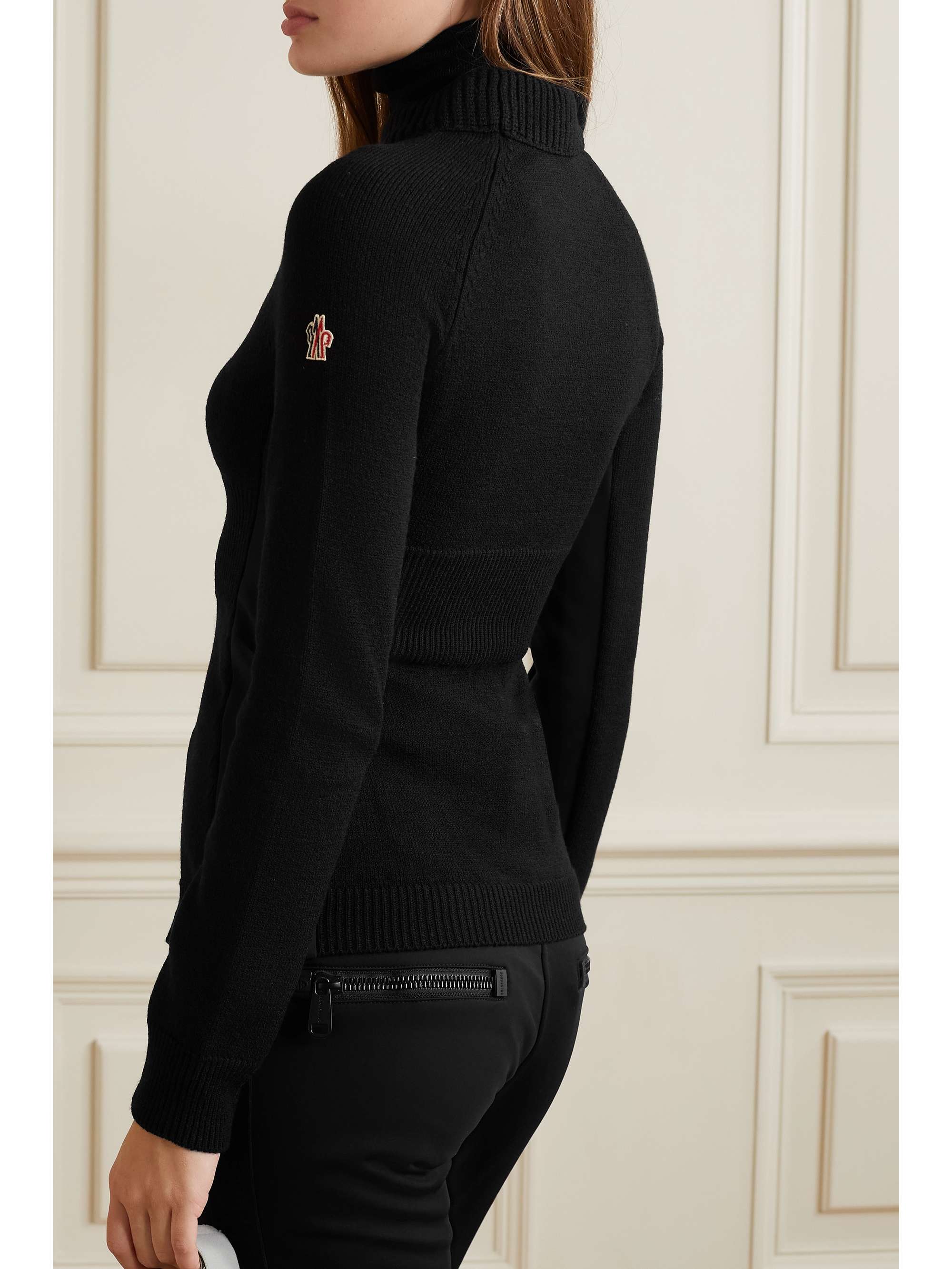 MONCLER GRENOBLE Shell-trimmed wool-blend turtleneck sweater