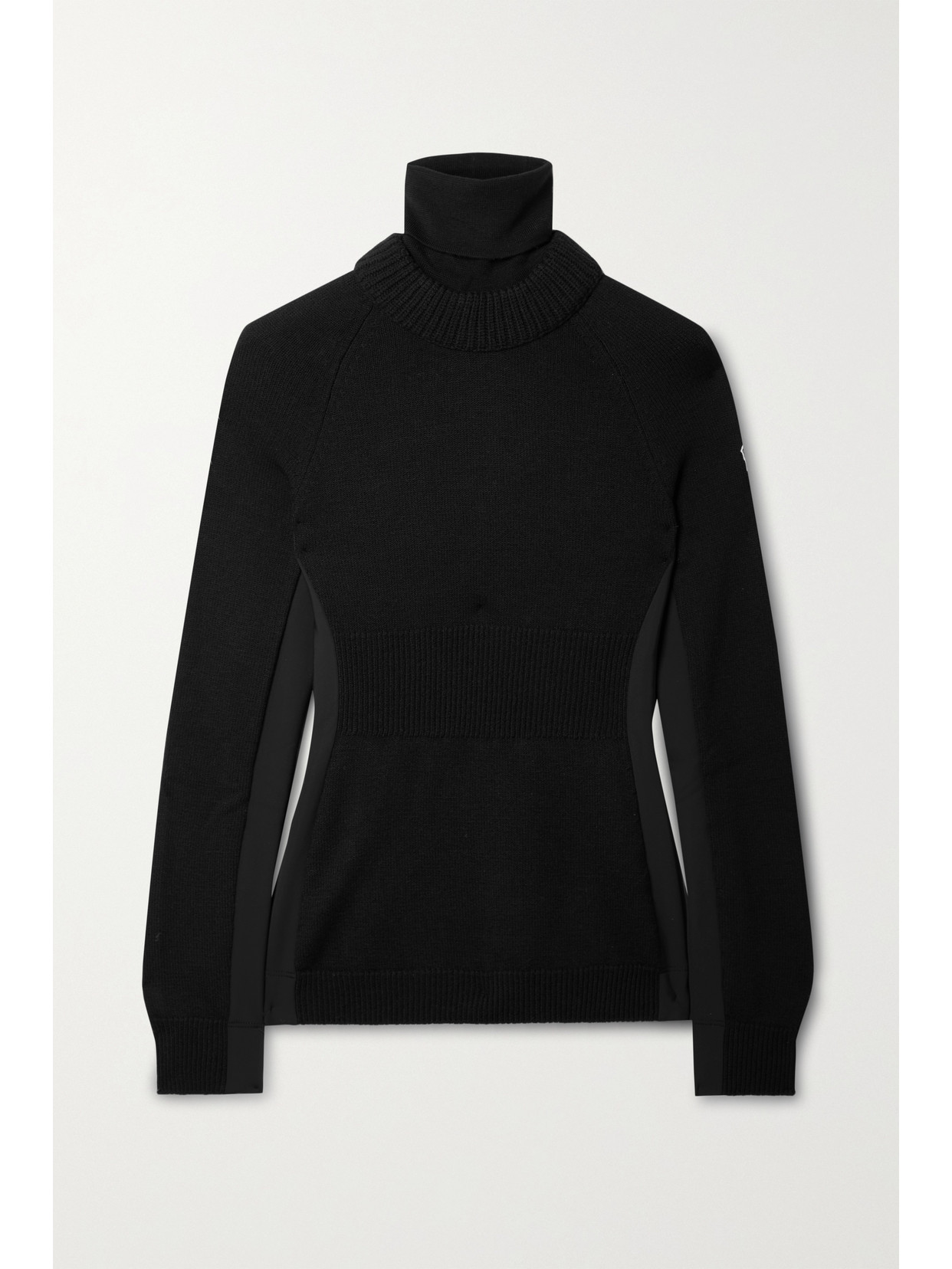 Moncler Shell-trimmed Wool-blend Turtleneck Sweater In Black